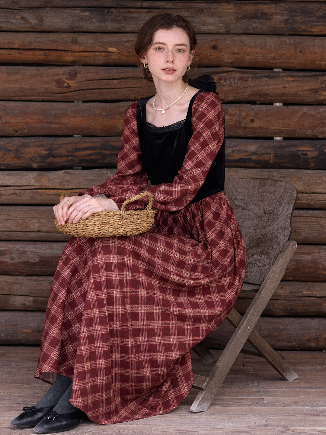 Charley Square Neck Plaid Dress