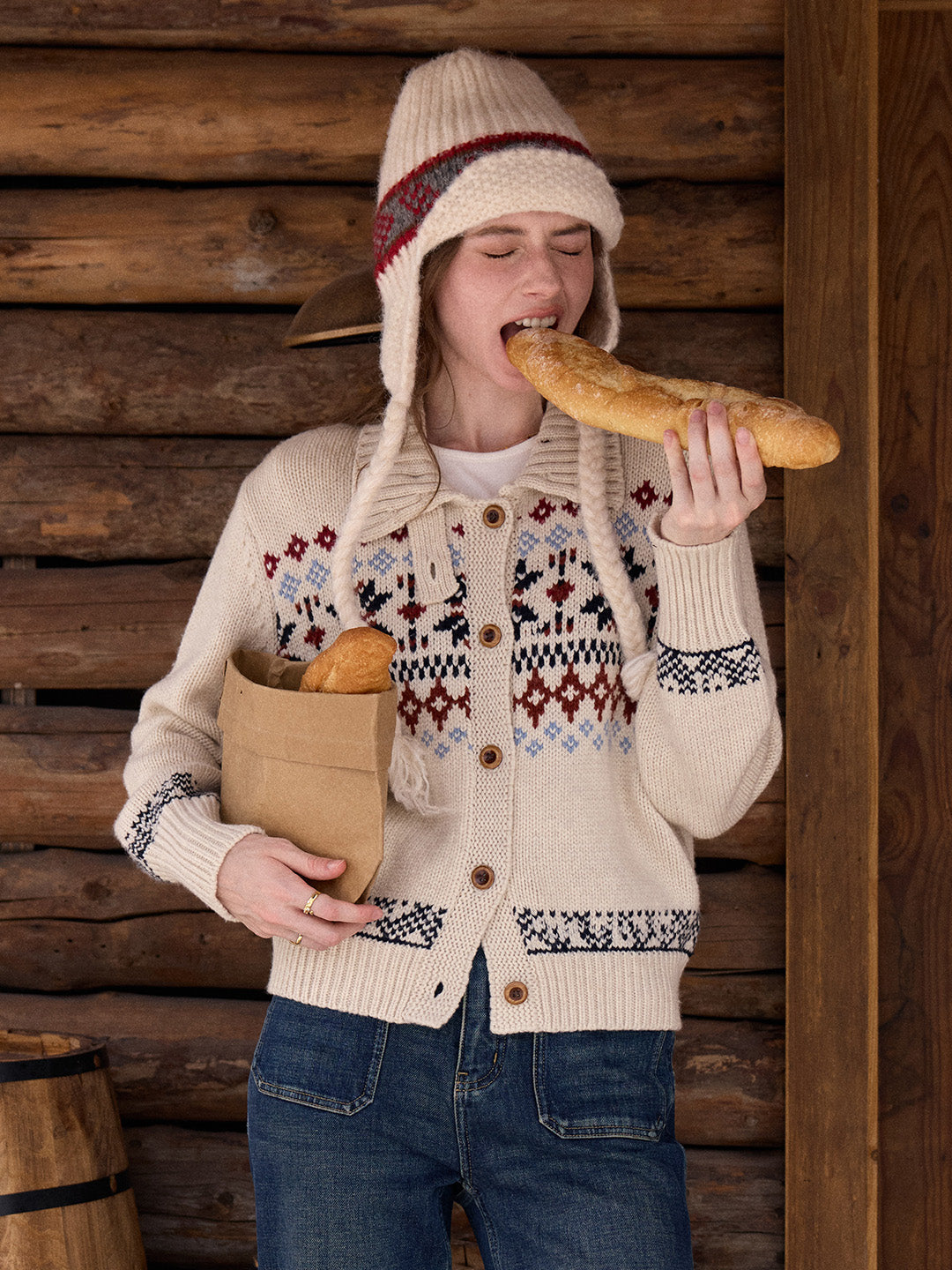 Madilynn Lapel Fair Isle Wool Cardigan