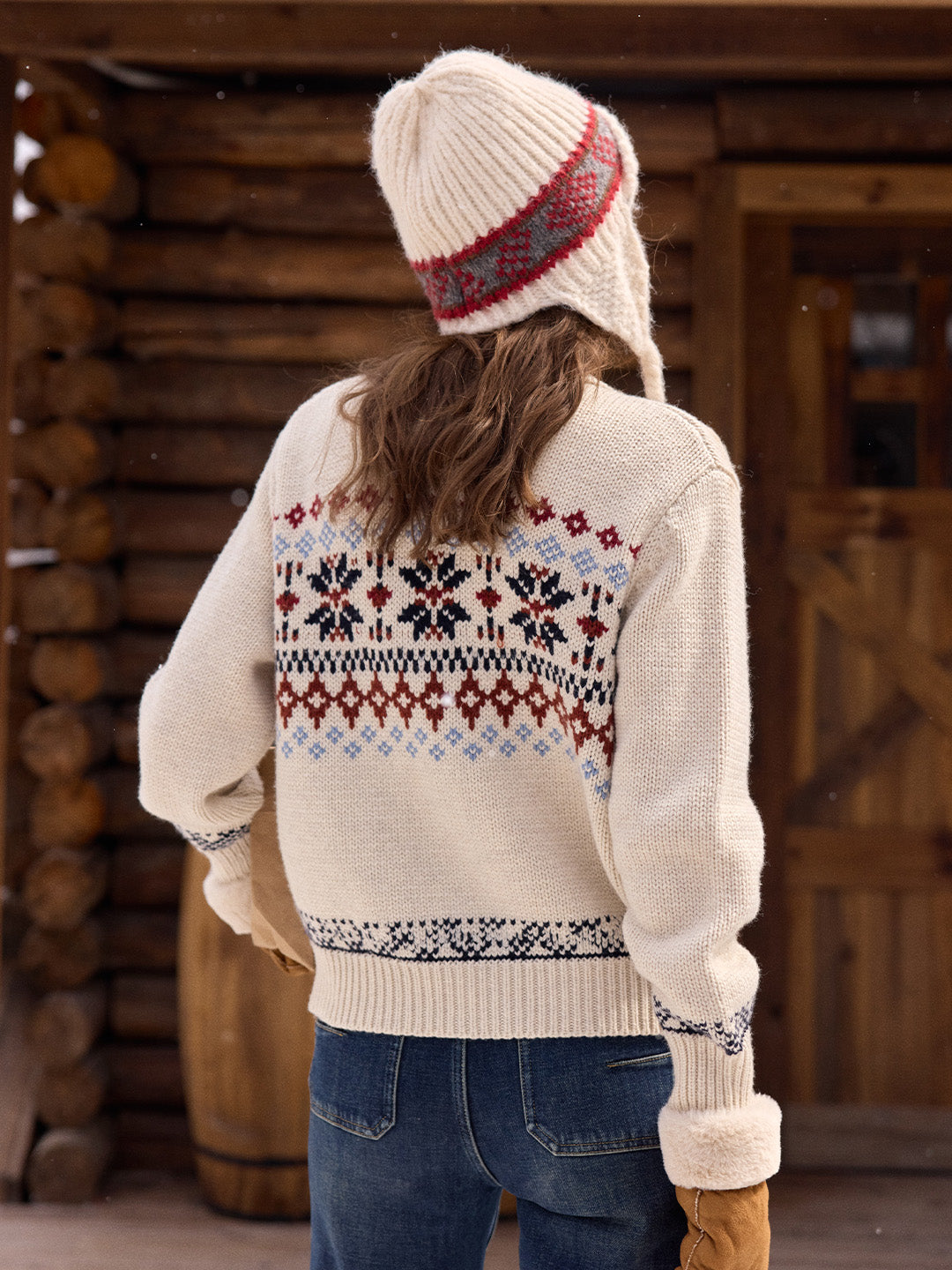 Madilynn Lapel Fair Isle Wool Cardigan