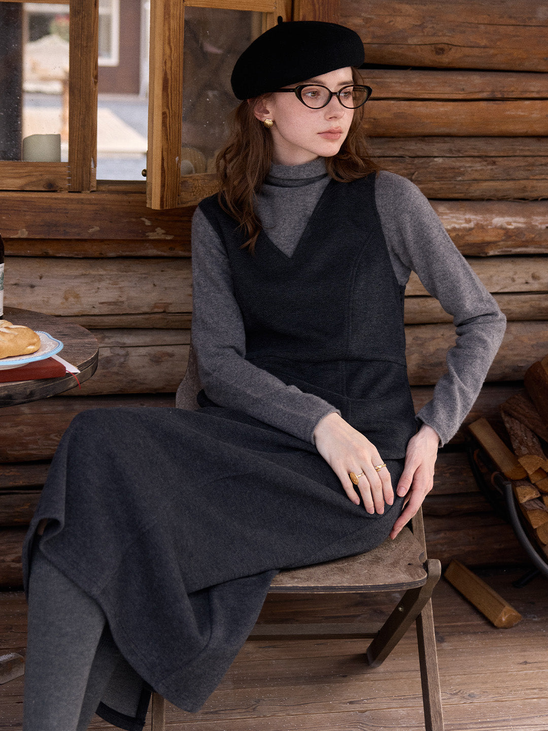 Emmie V-Neck Wool Sleeveless Dress