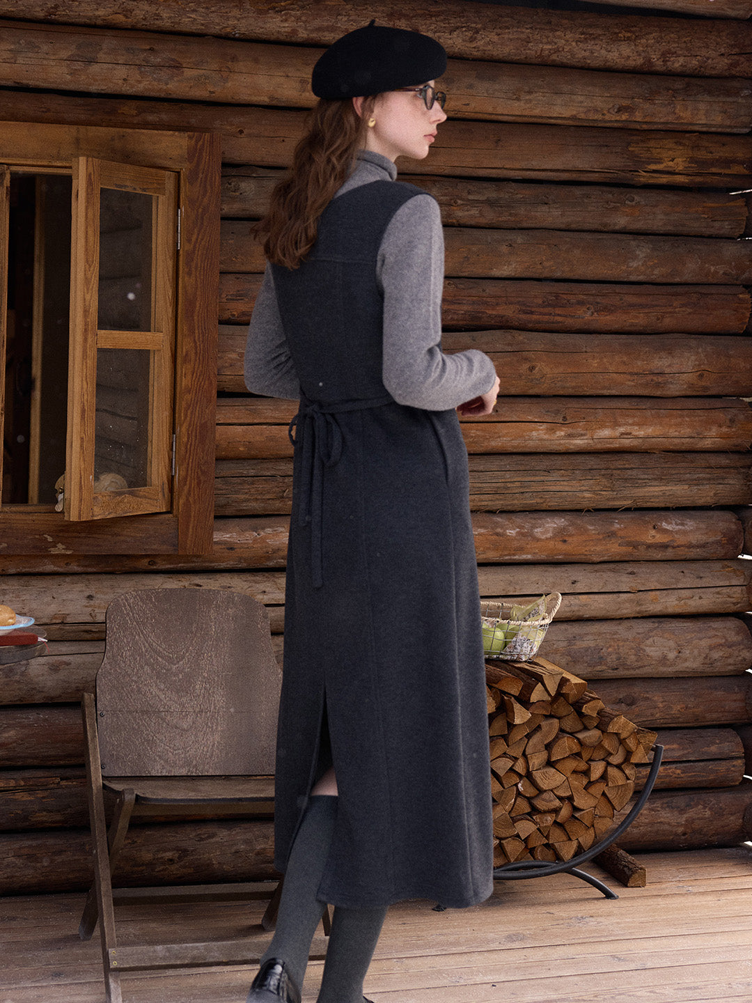 Emmie V-Neck Wool Sleeveless Dress