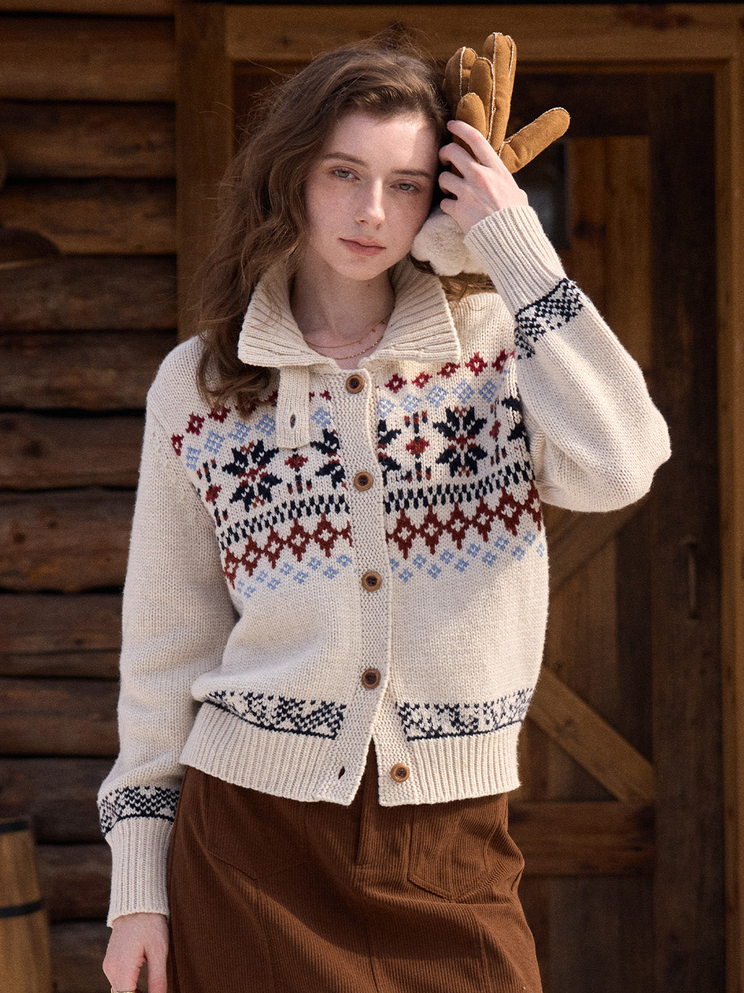 Madilynn Lapel Fair Isle Wool Cardigan