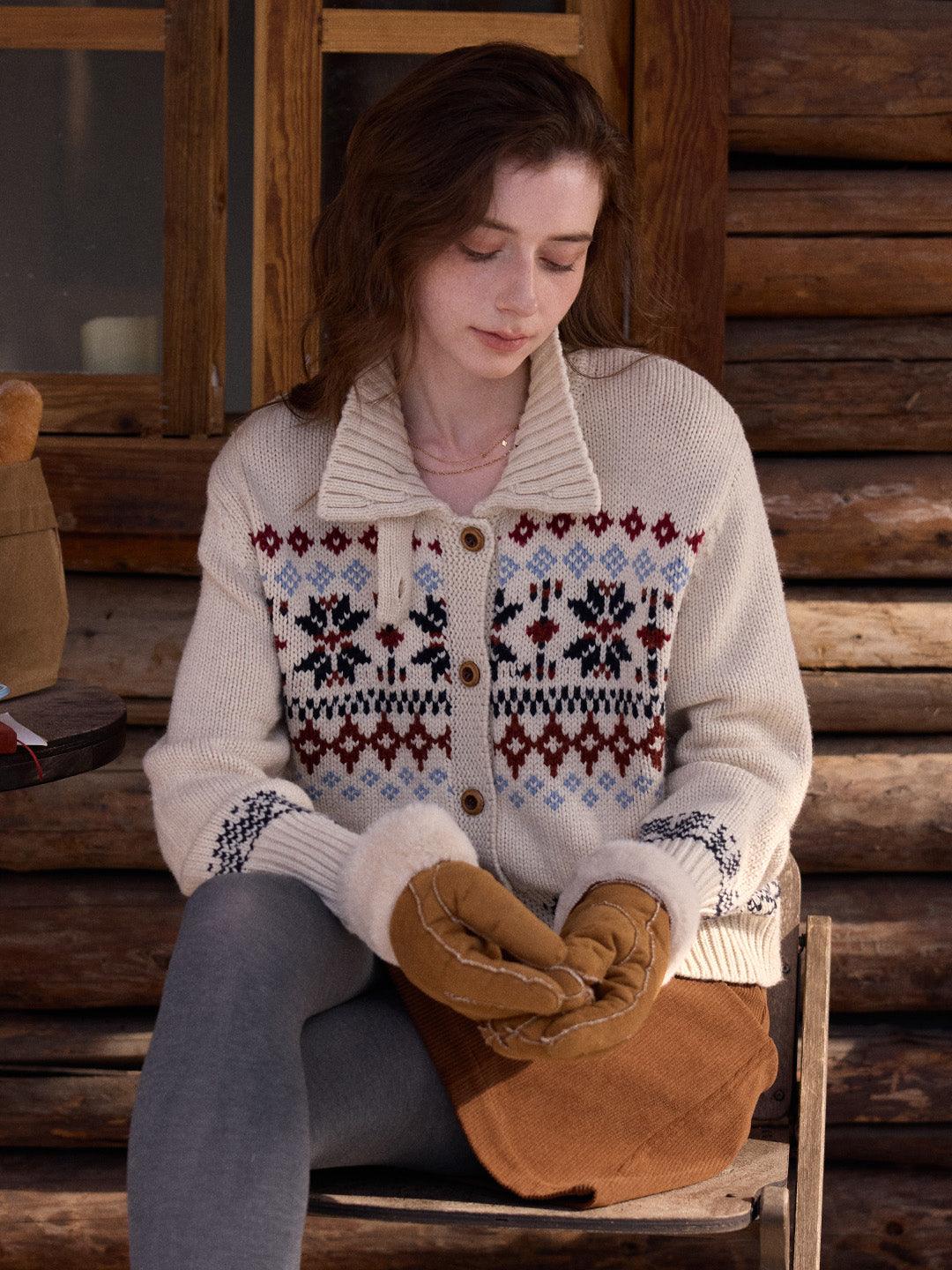 Madilynn Lapel Fair Isle Wool Cardigan