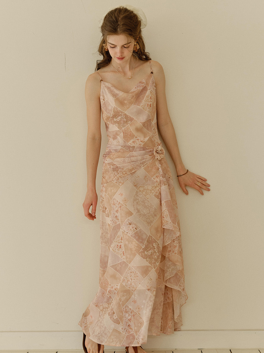 Claire Draped Neck Printed Dress
