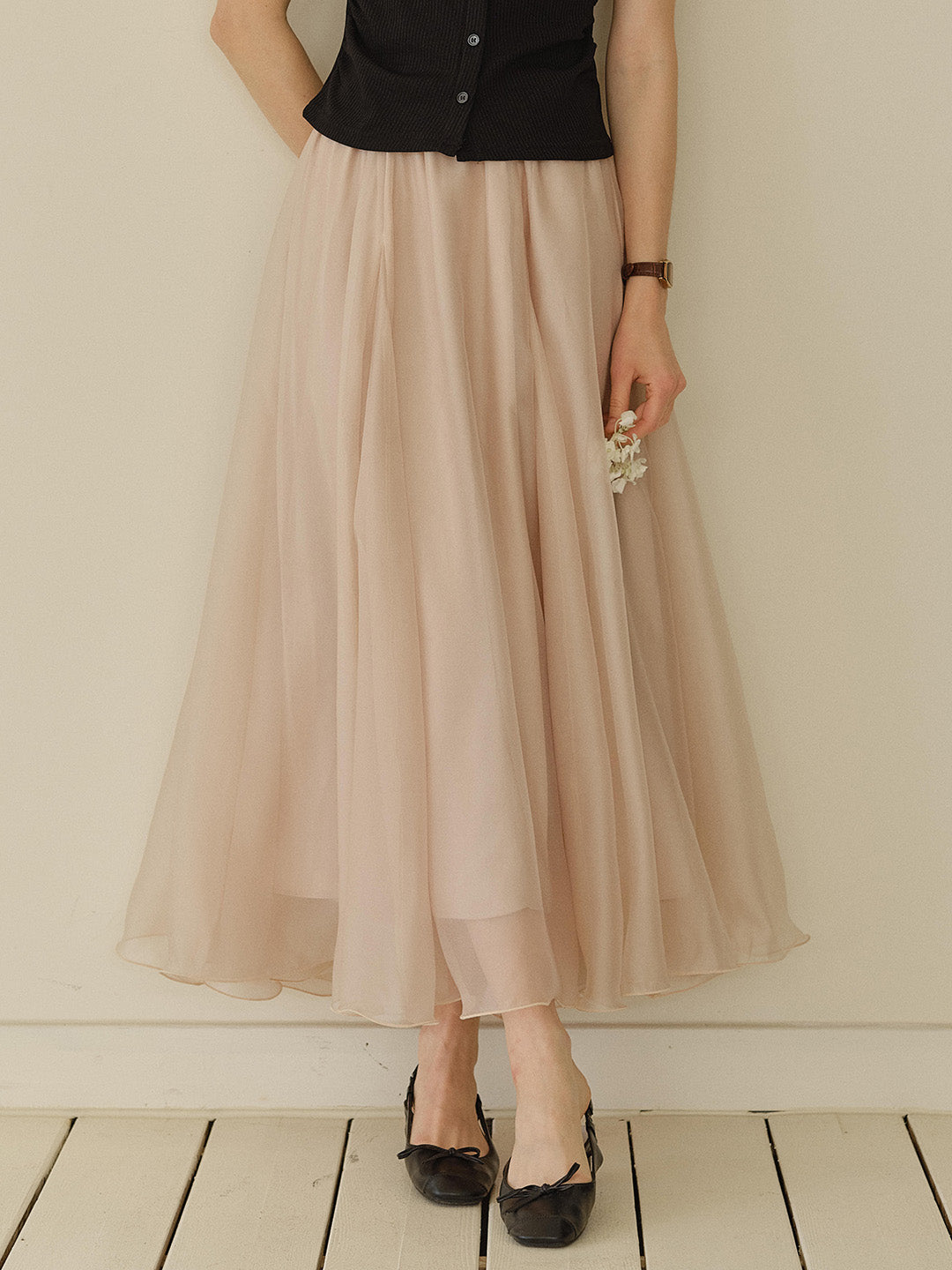 Helena Light-Knit Draping Maxi Skirt