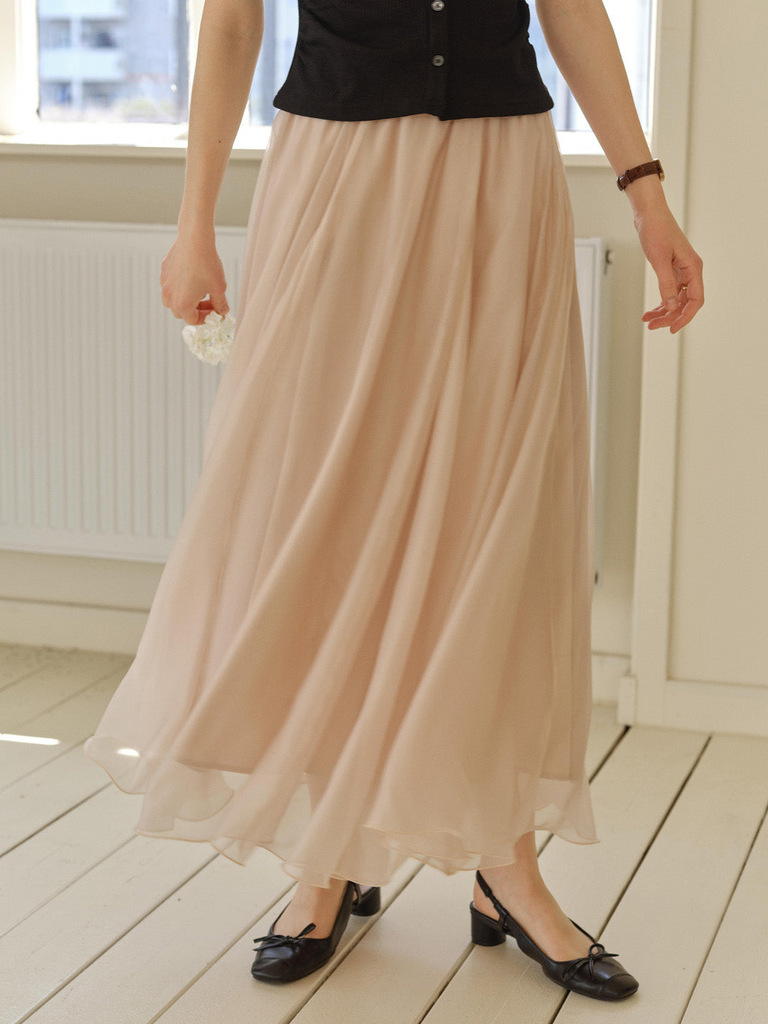 Helena Light-Knit Draping Maxi Skirt