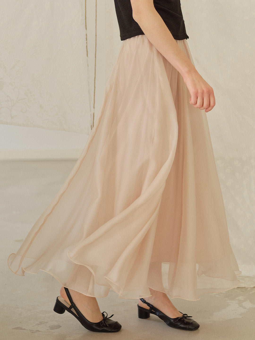 Helena Light-Knit Draping Maxi Skirt