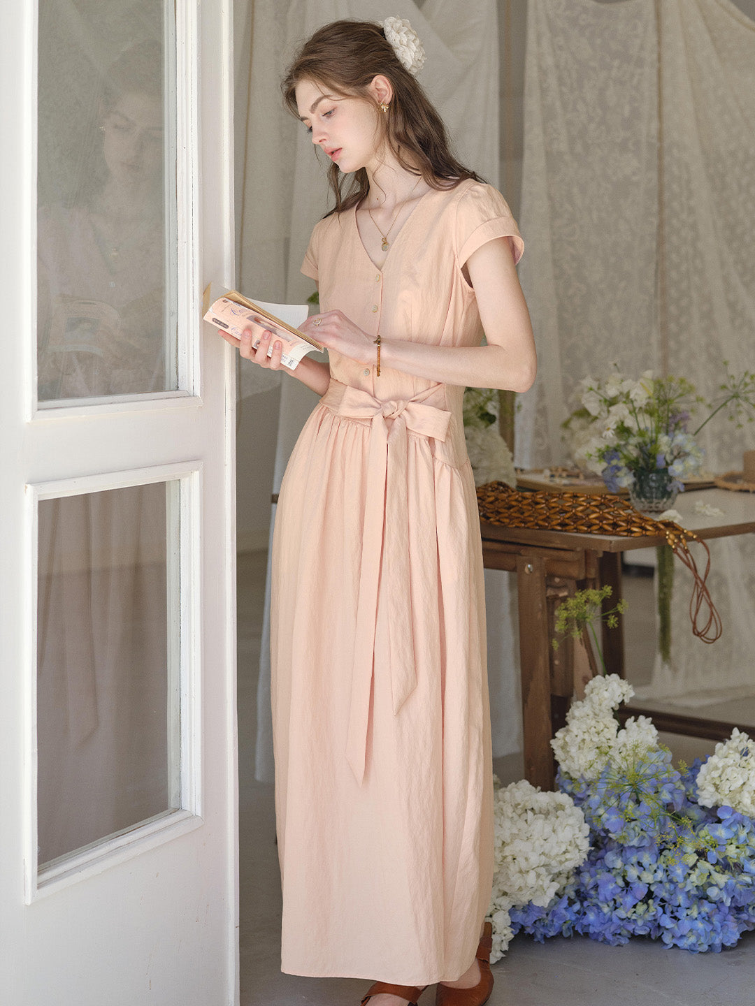 Sofia V-Neck Bow Dress