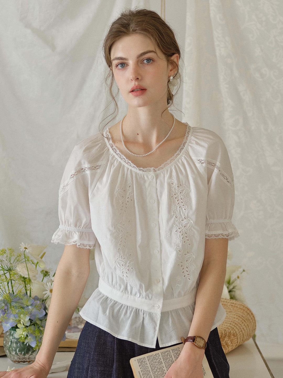 Samara Round Neck 100% Cotton Blouse