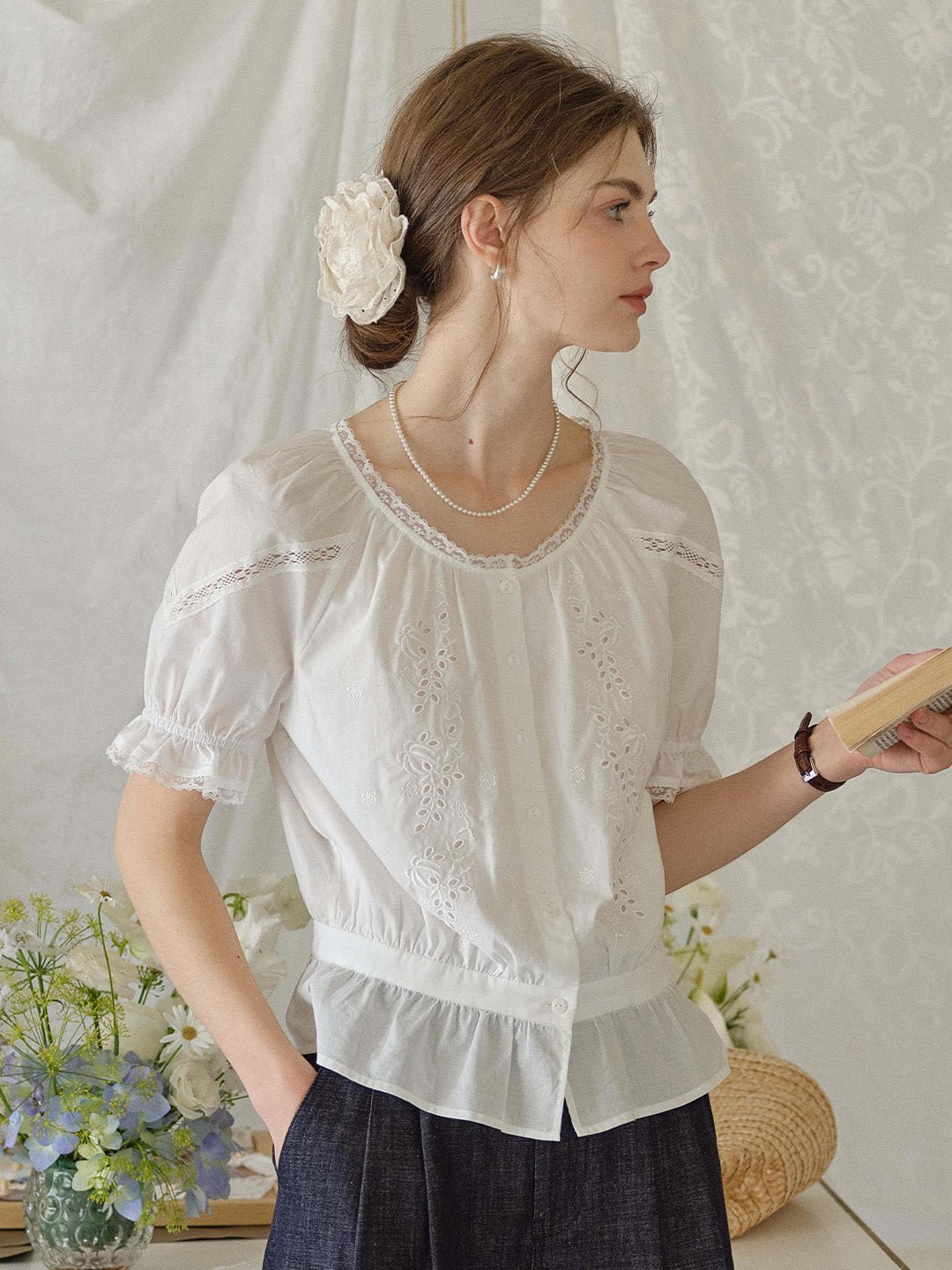 Samara Round Neck 100% Cotton Blouse