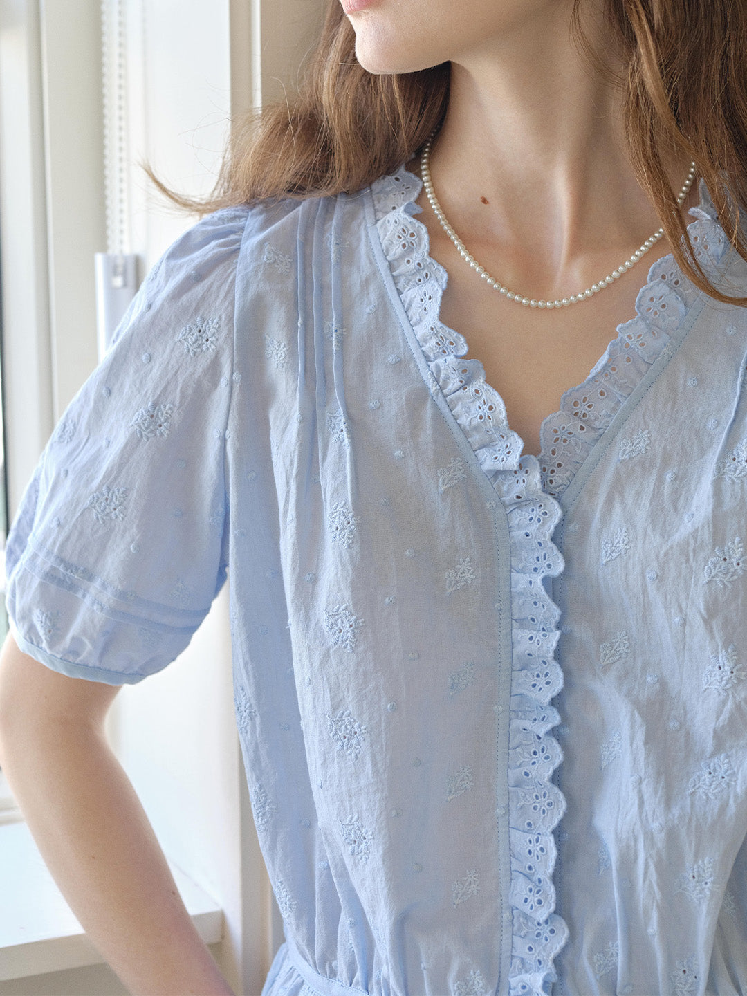 Olivia V- Neck 100%Cotton Blouse