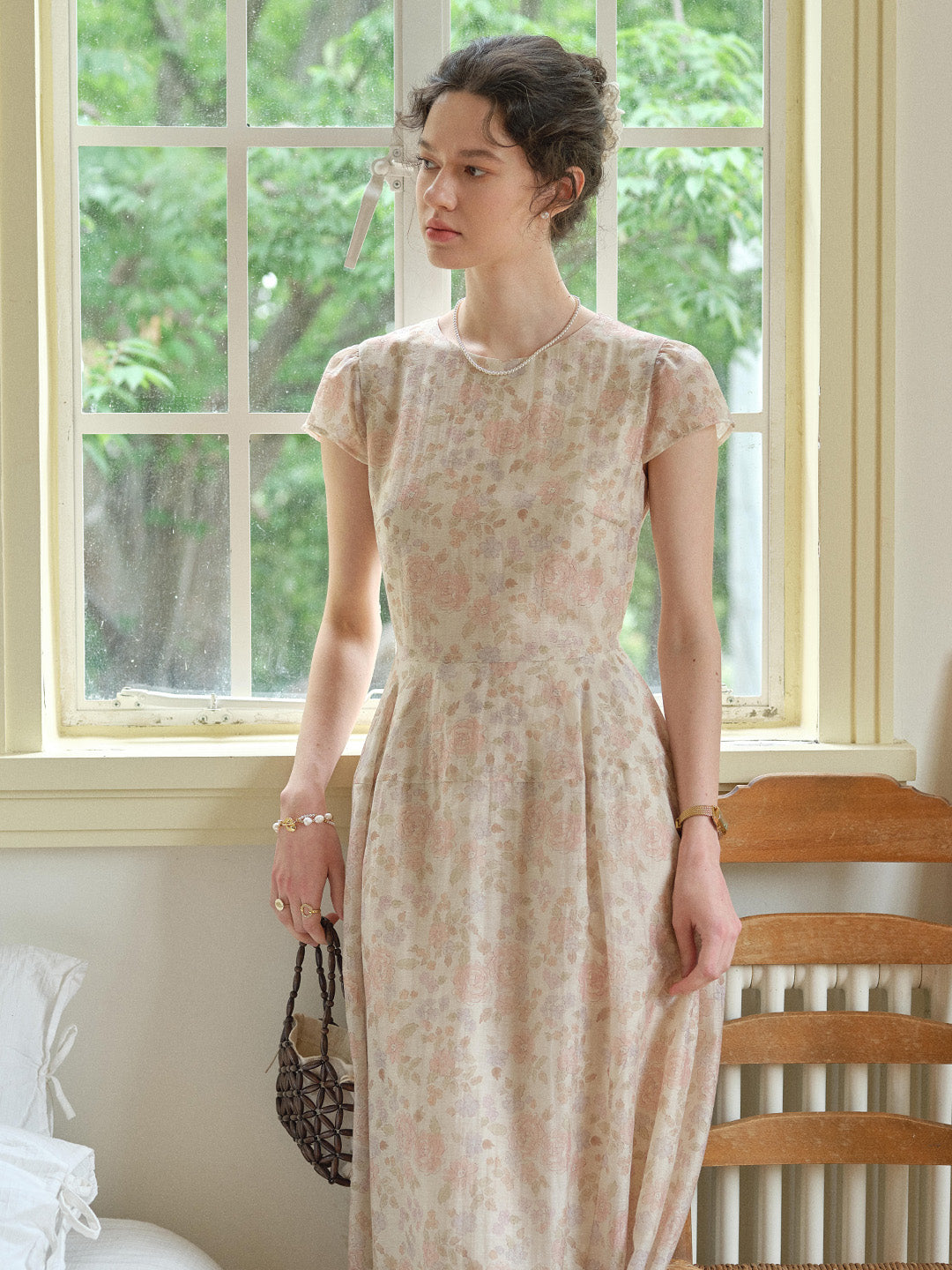 Evie Round Neck French Floral Dress