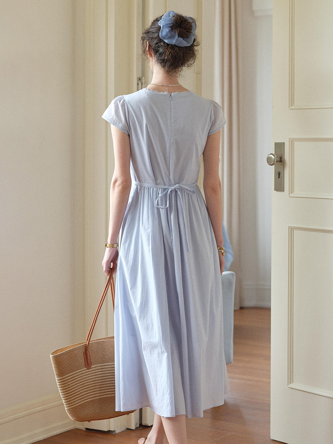 Kaia Square Neck Embroidery Dress