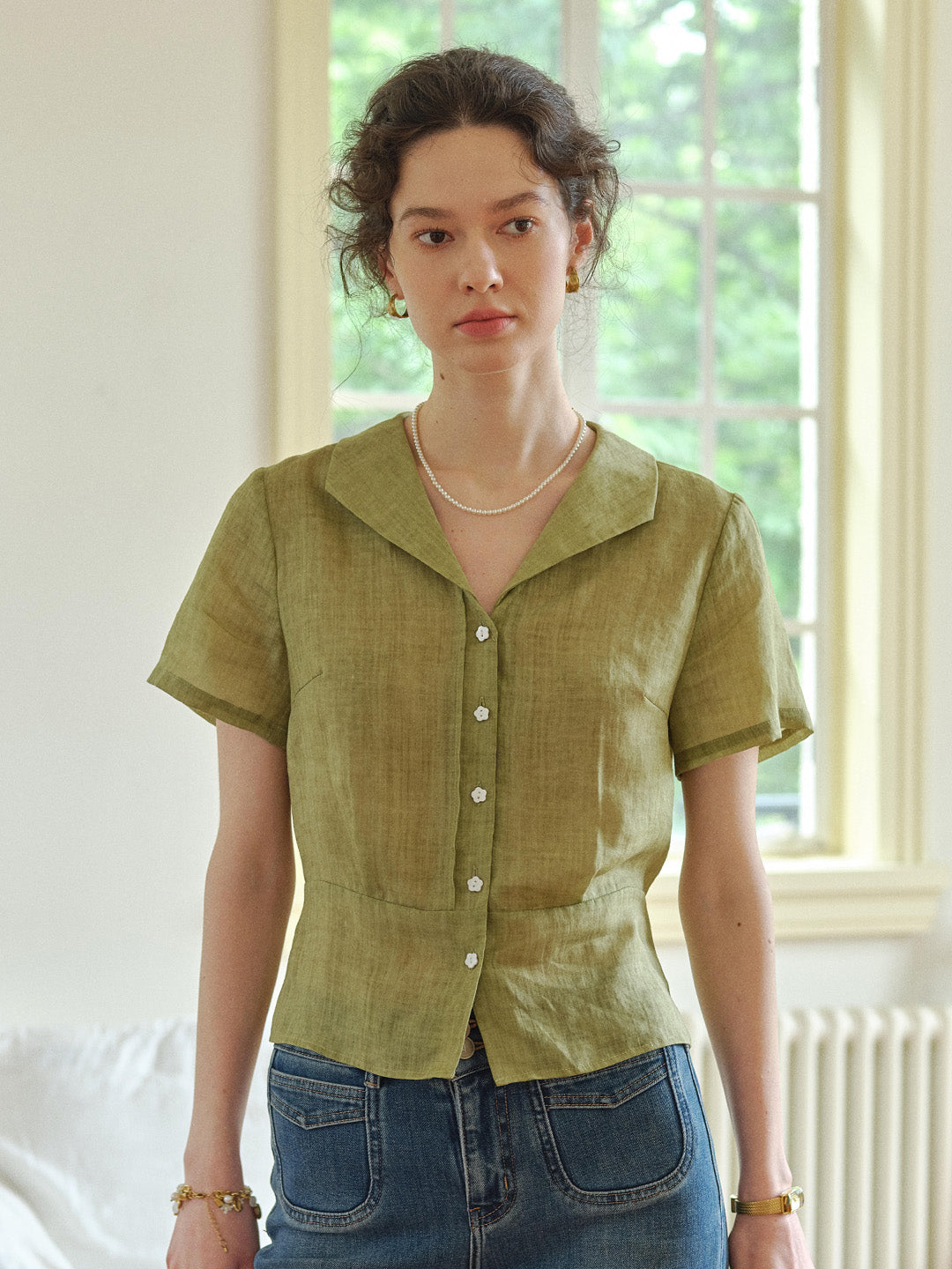 Sonnie V-Neck Ramie Shirt