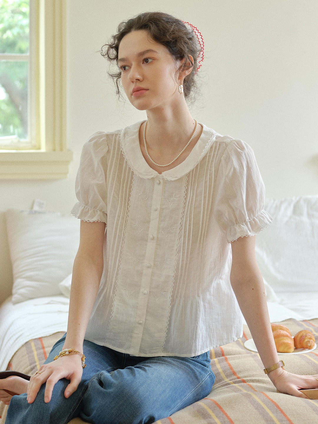 Sophia Peter Pan Collar 100%Cotton Blouse