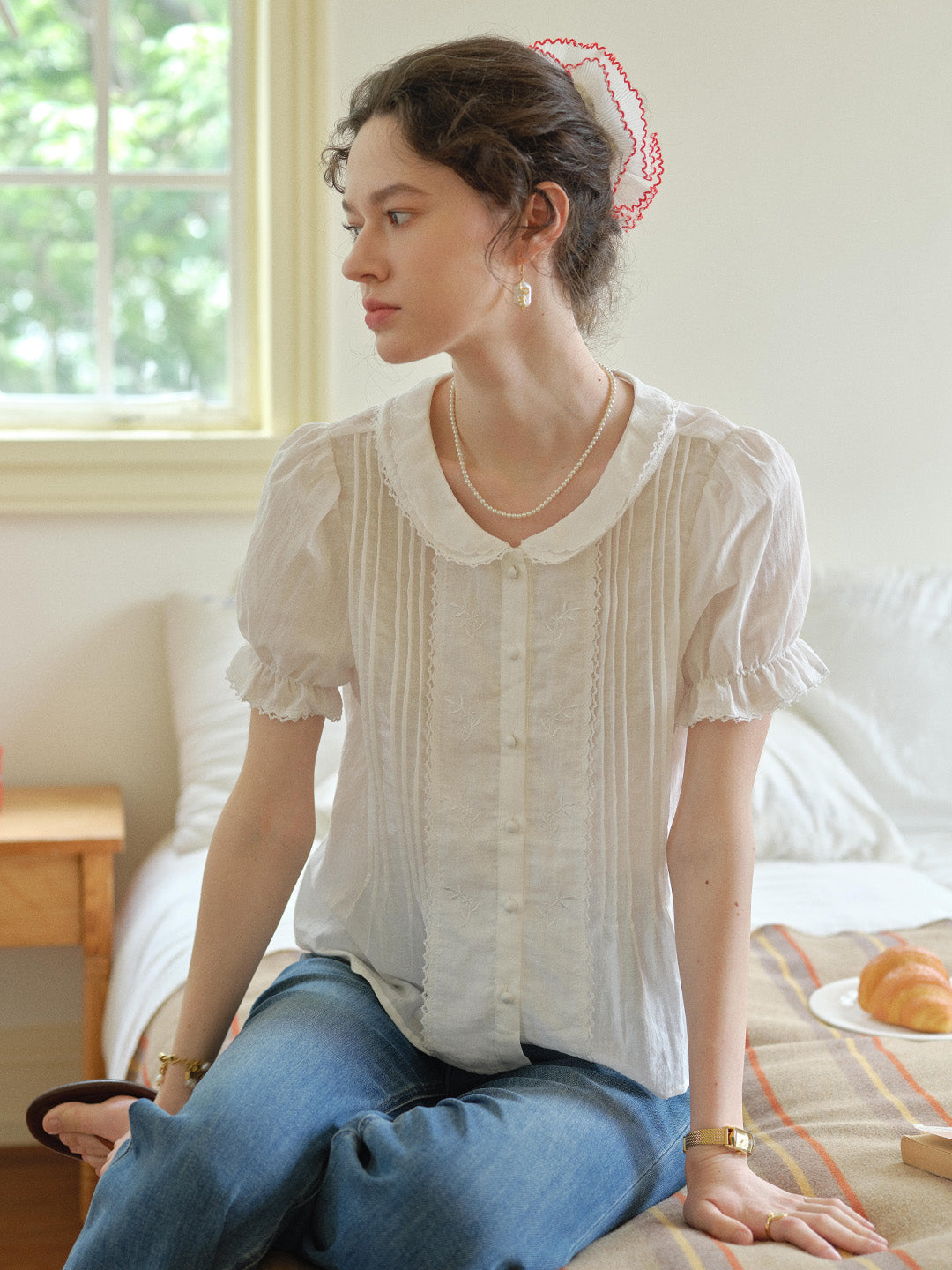 Sophia Peter Pan Collar 100%Cotton Blouse