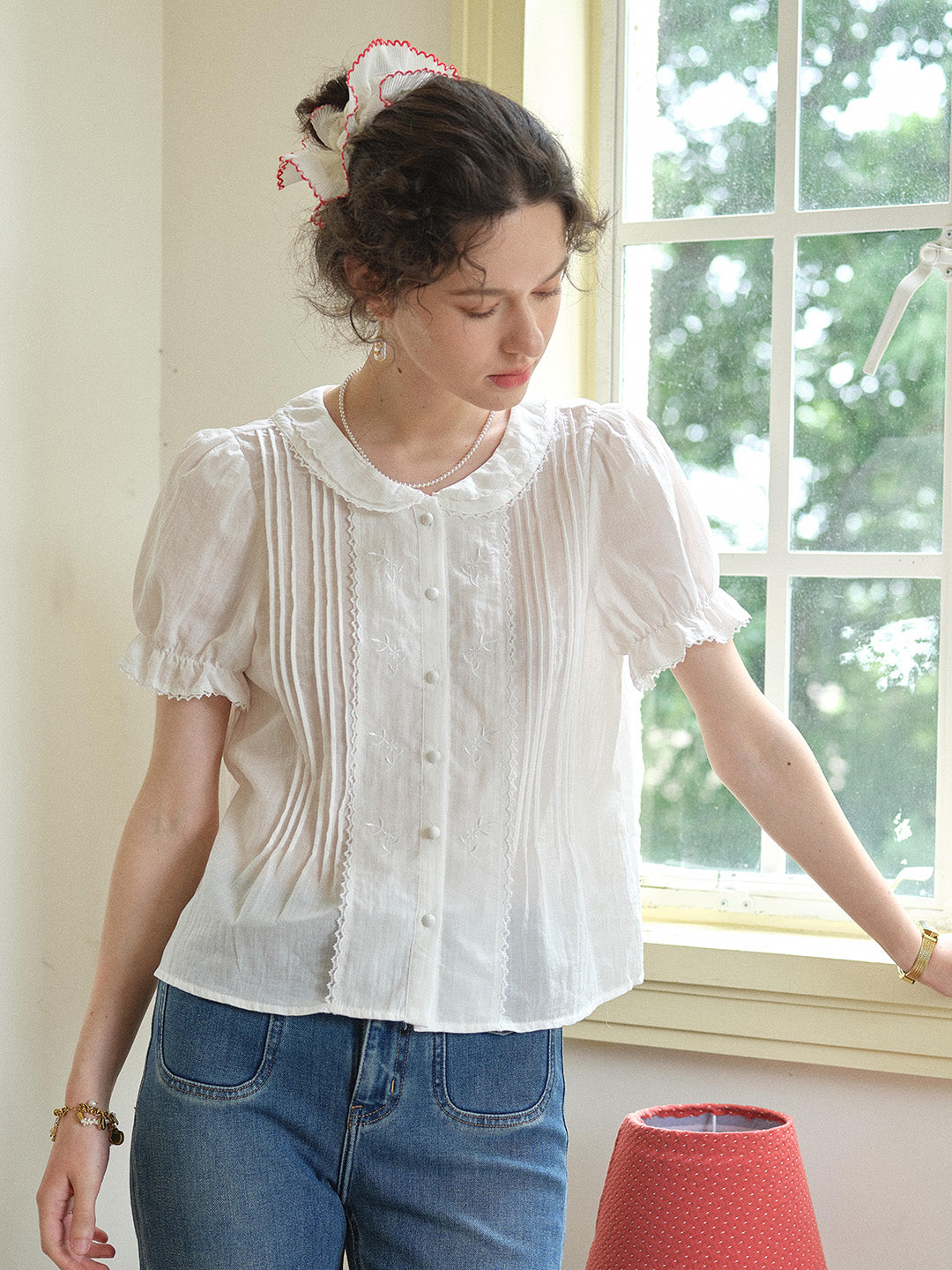 Sophia Peter Pan Collar 100%Cotton Blouse