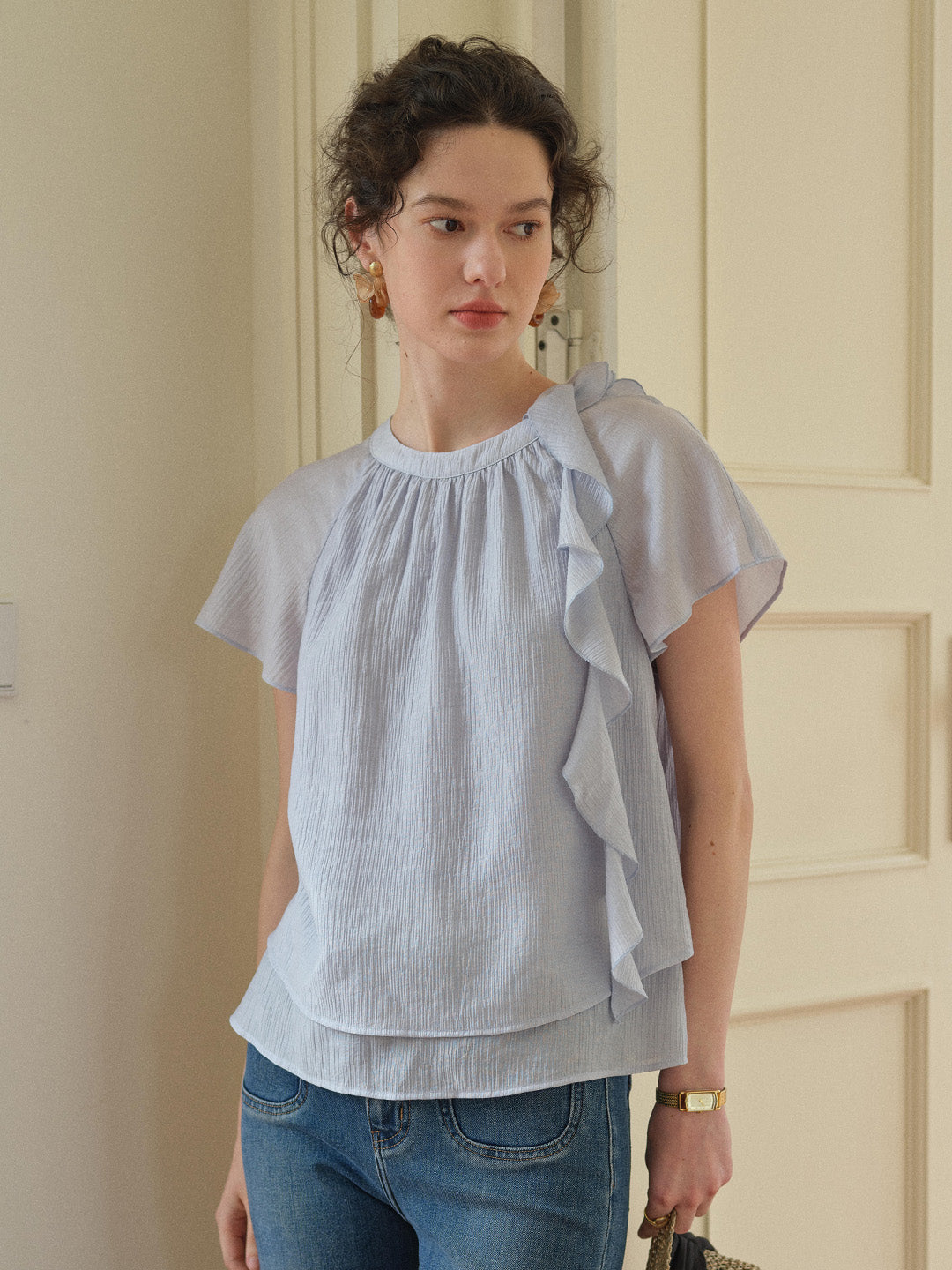 Emilia Round Neck French Blouse