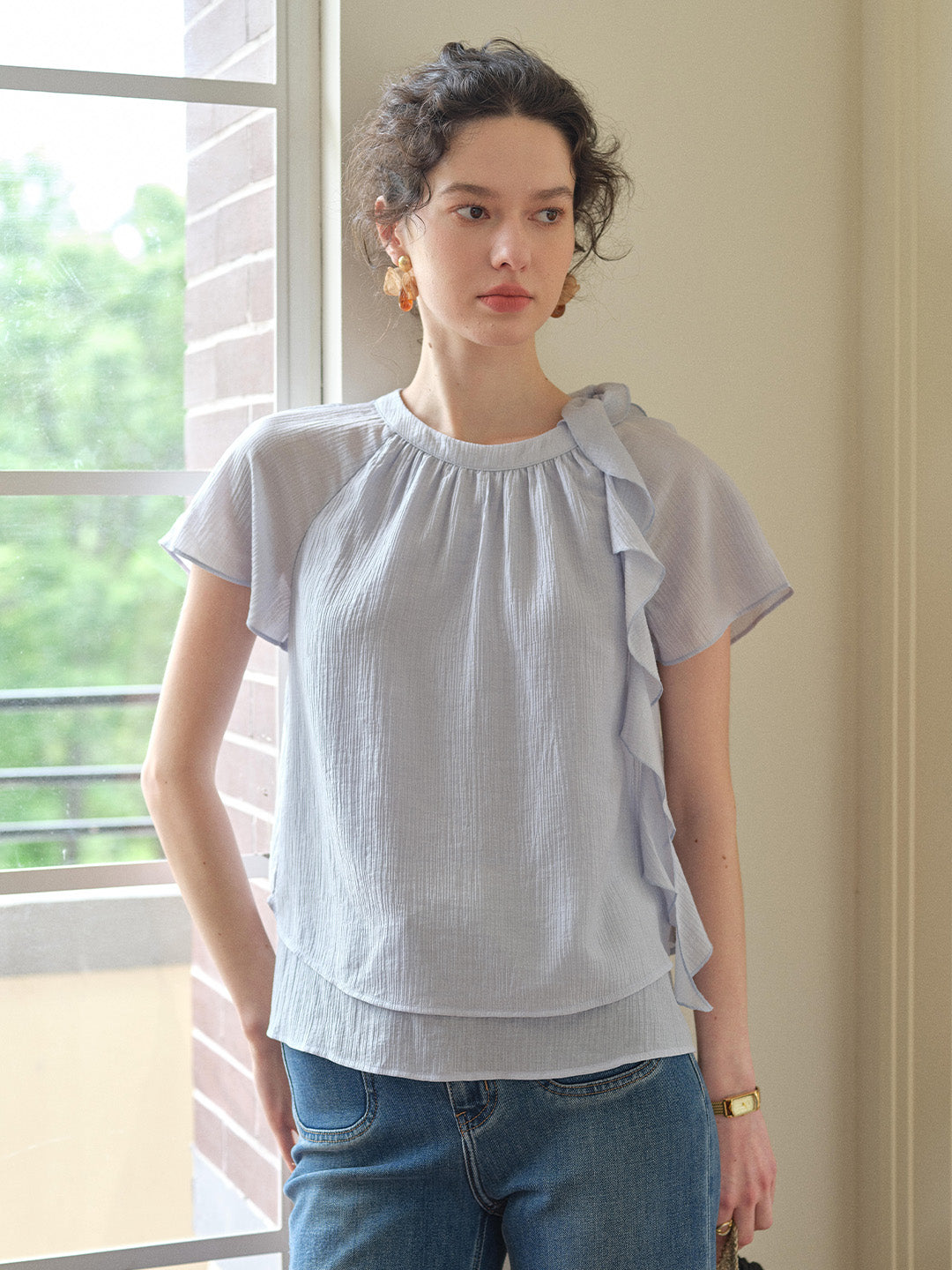 Emilia Round Neck French Blouse