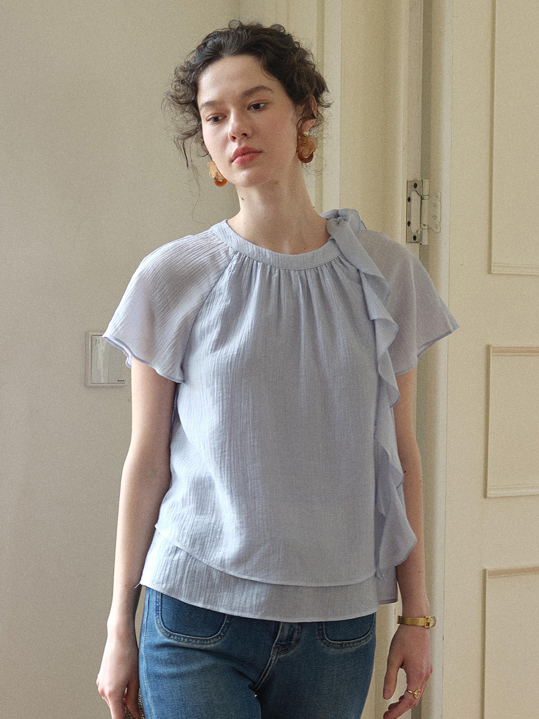 Emilia Round Neck French Blouse