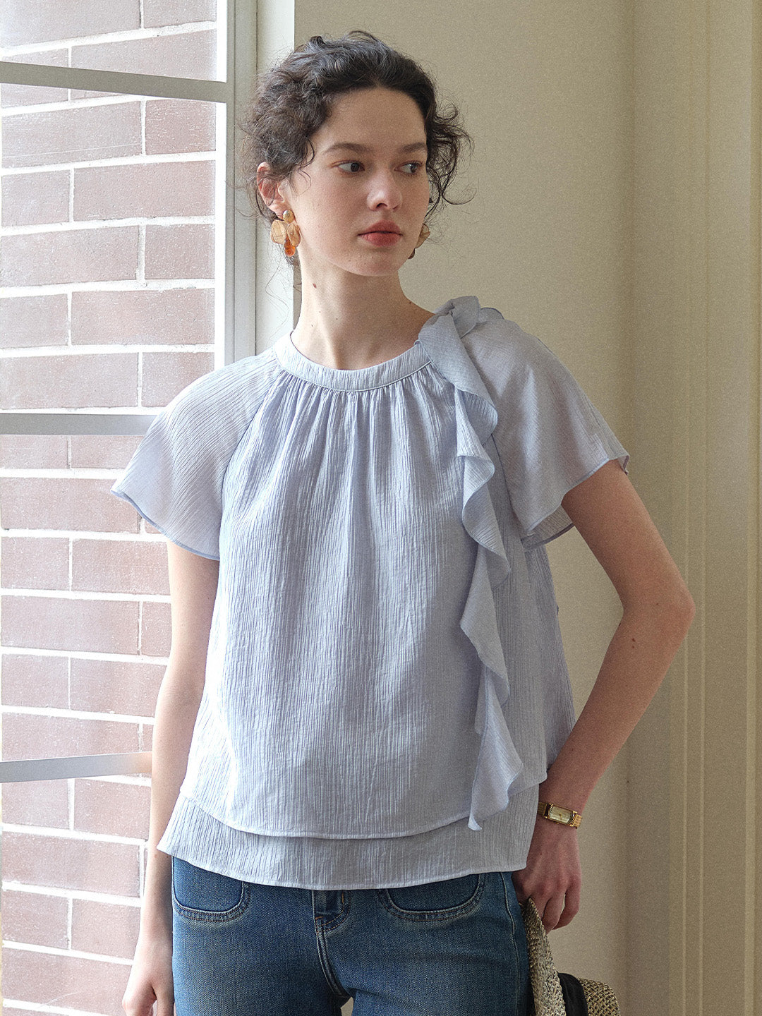 Emilia Round Neck French Blouse
