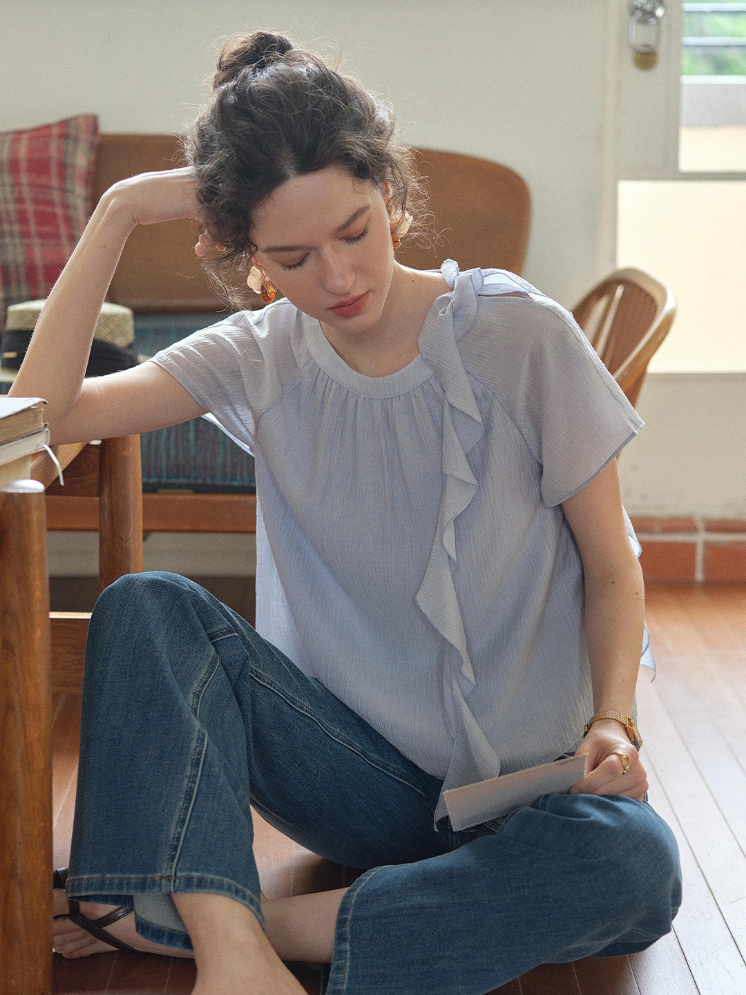 Emilia Round Neck French Blouse