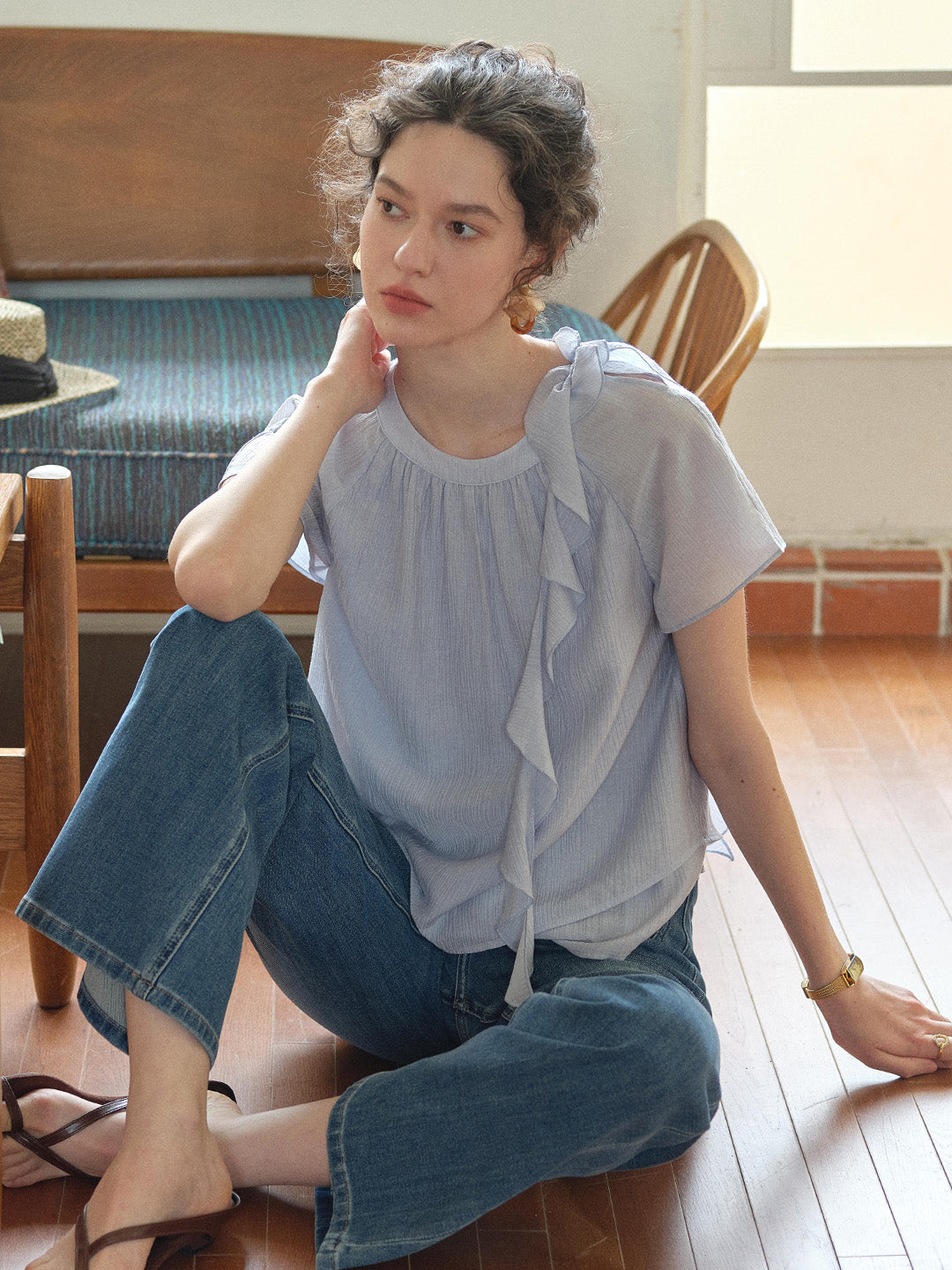 Emilia Round Neck French Blouse