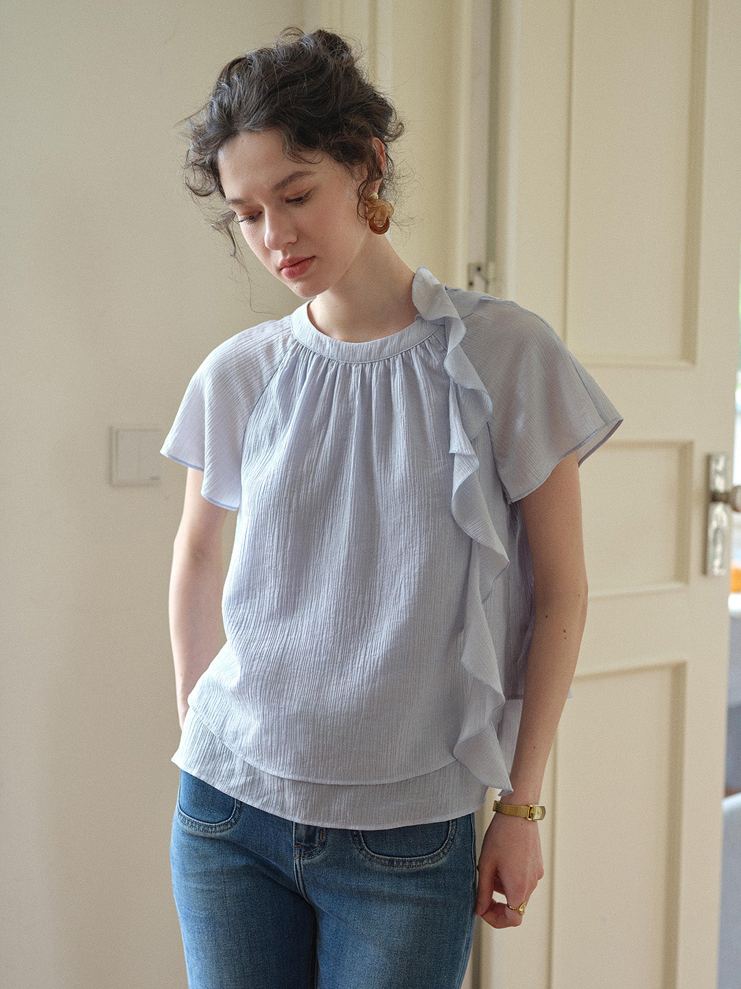 Emilia Round Neck French Blouse