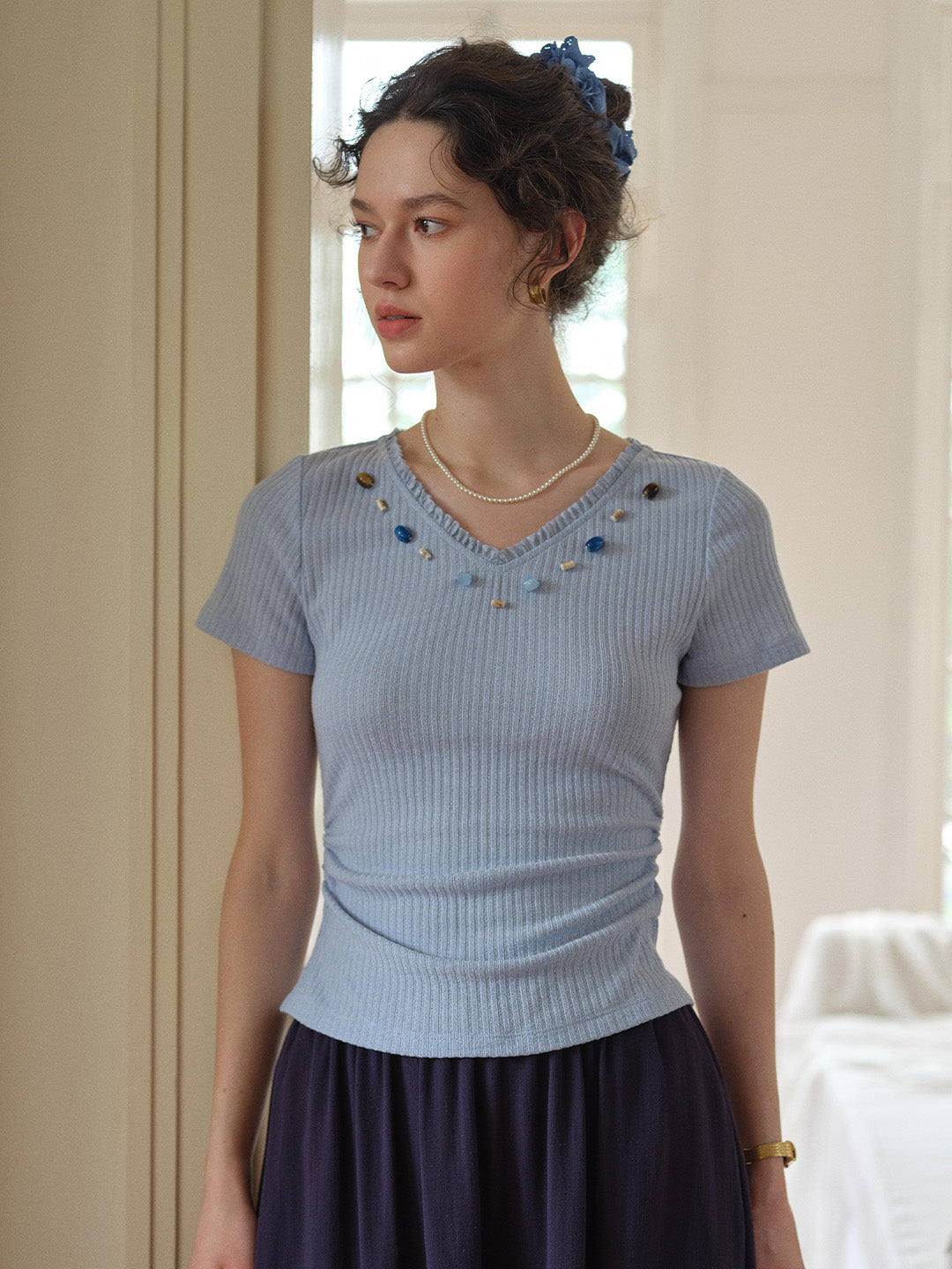 Annabelle V-Neck French Blouse