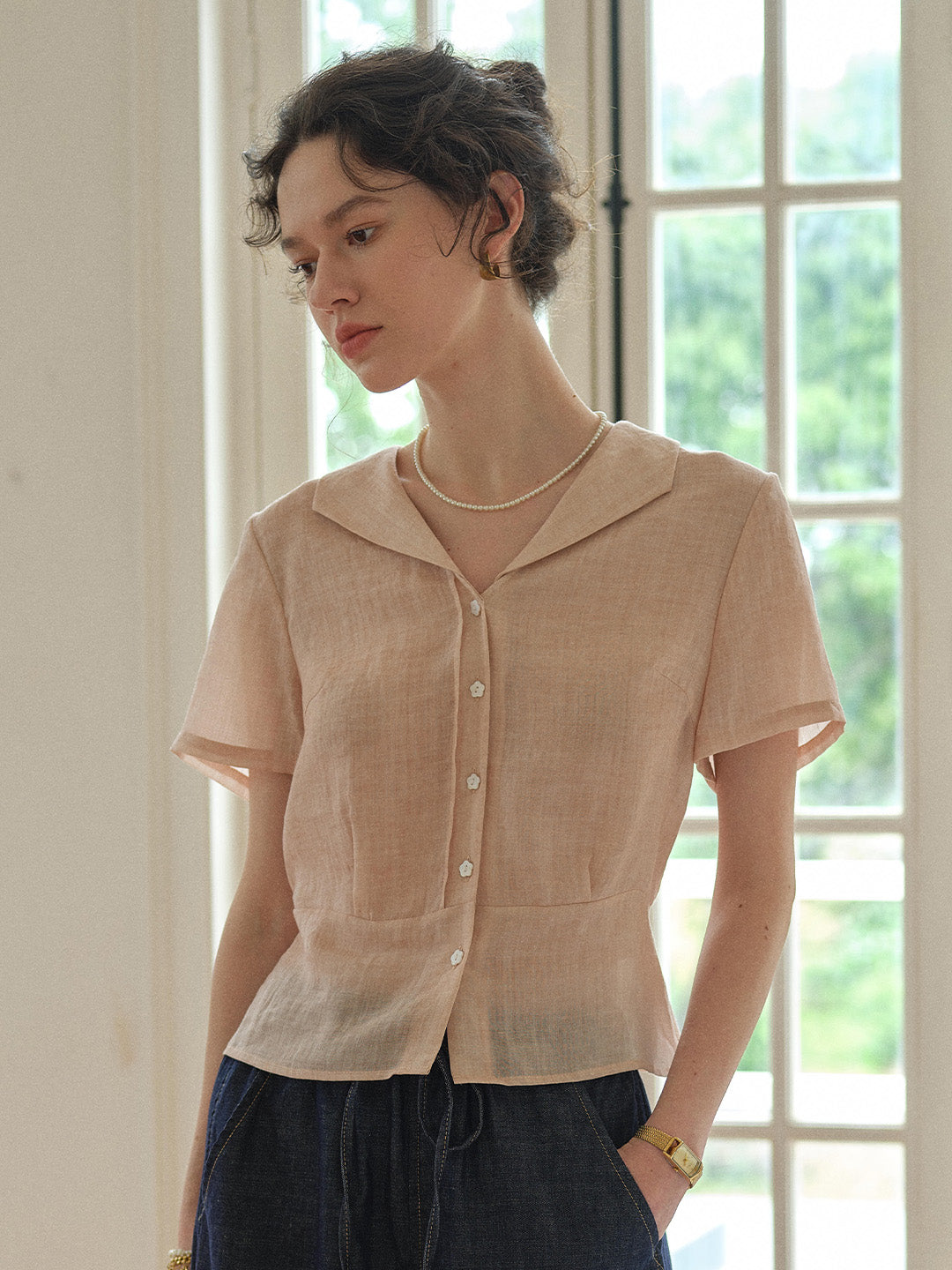 Sonnie V-Neck Ramie Shirt
