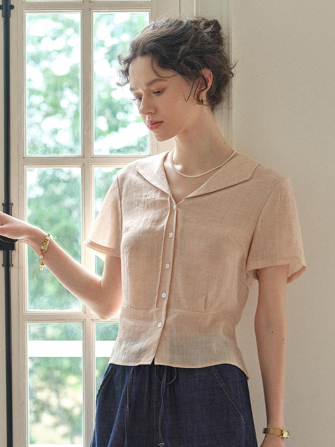 Sonnie V-Neck Ramie Shirt
