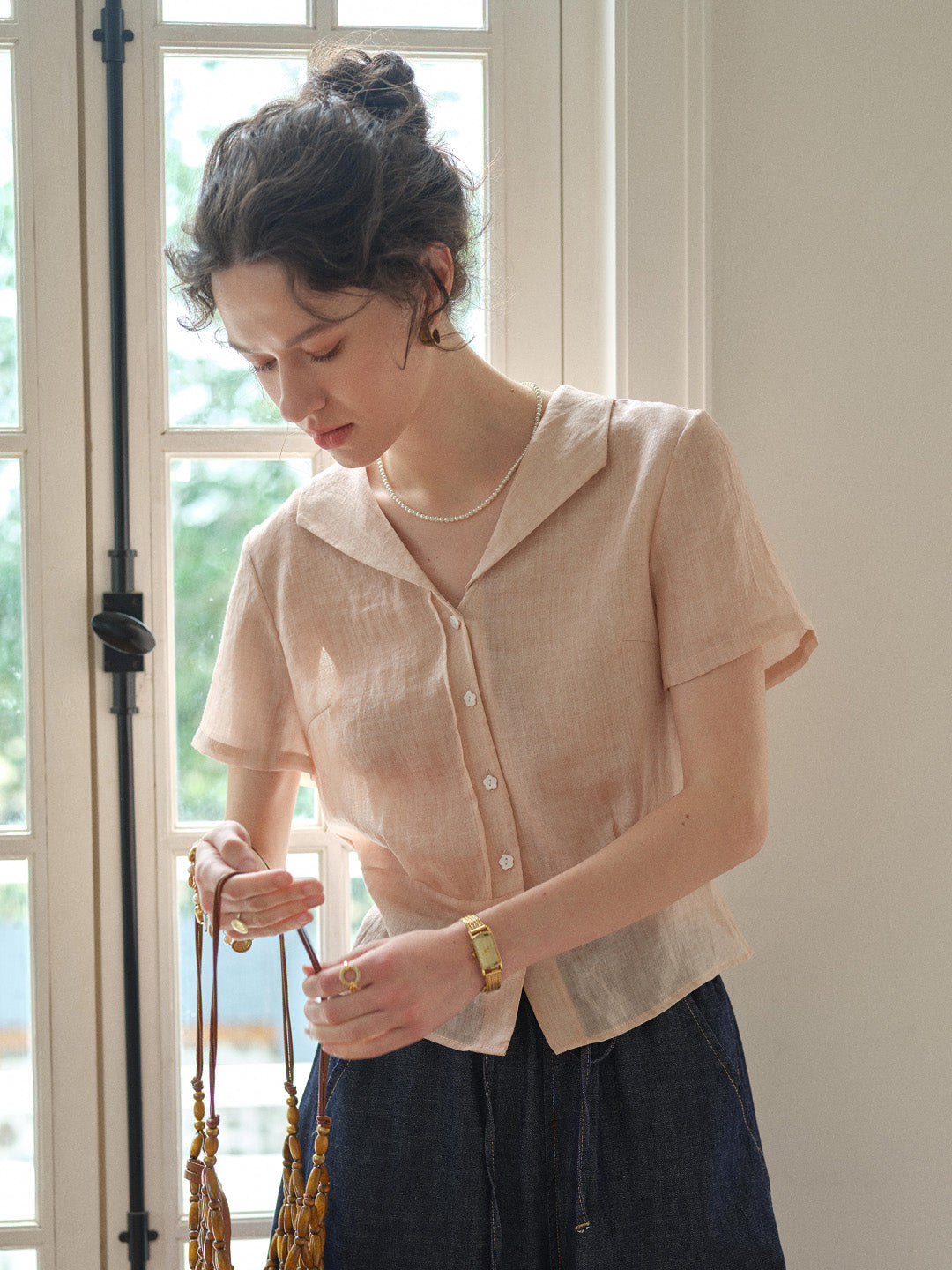 Sonnie V-Neck Ramie Shirt