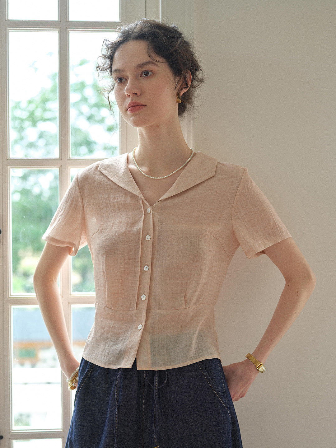 Sonnie V-Neck Ramie Shirt