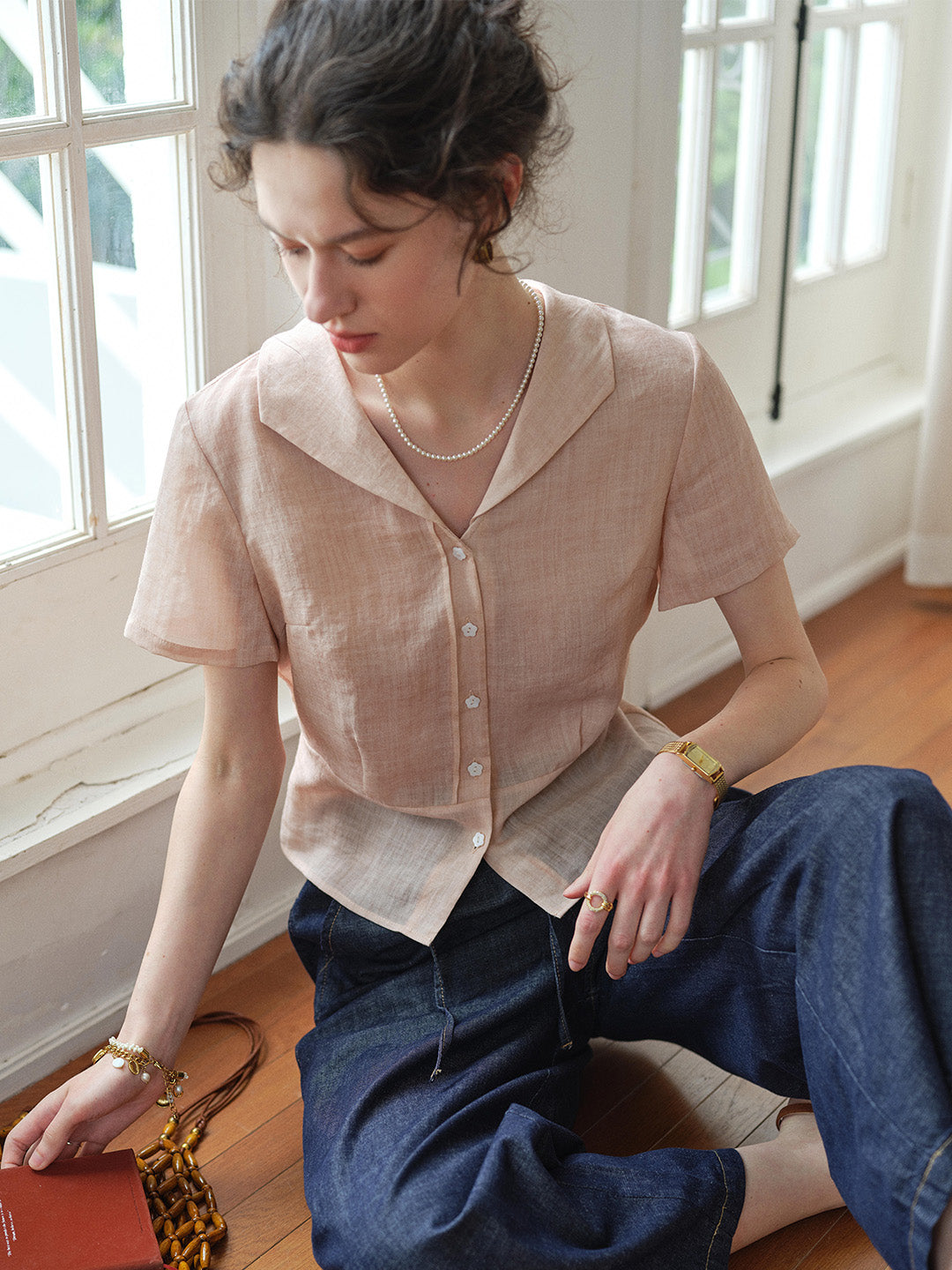 Sonnie V-Neck Ramie Shirt