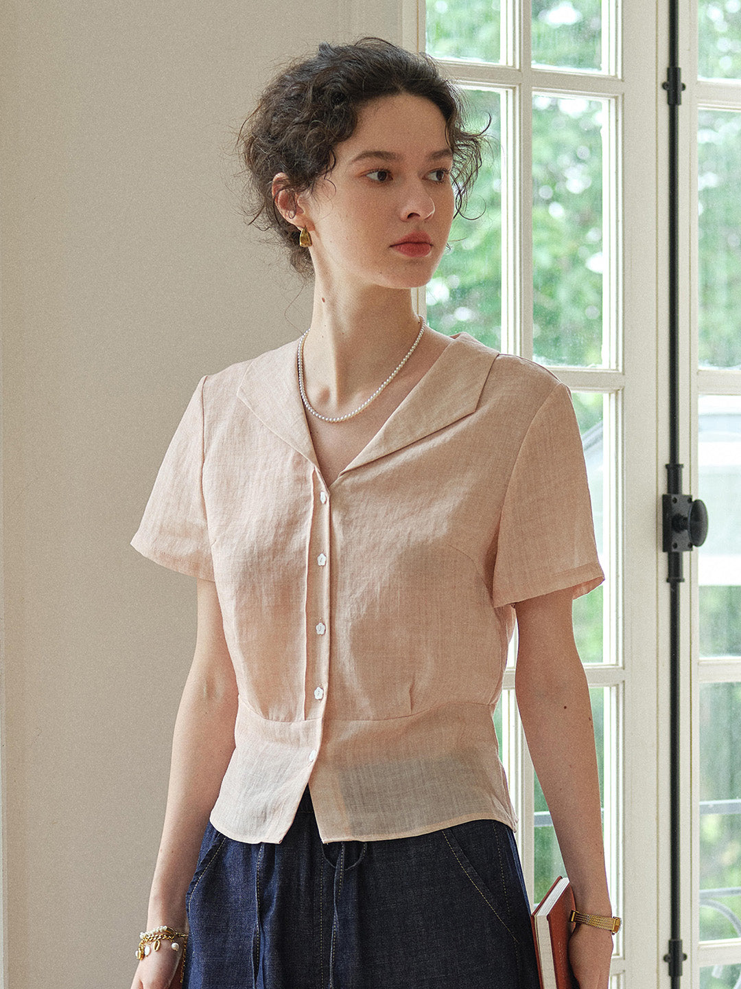 Sonnie V-Neck Ramie Shirt