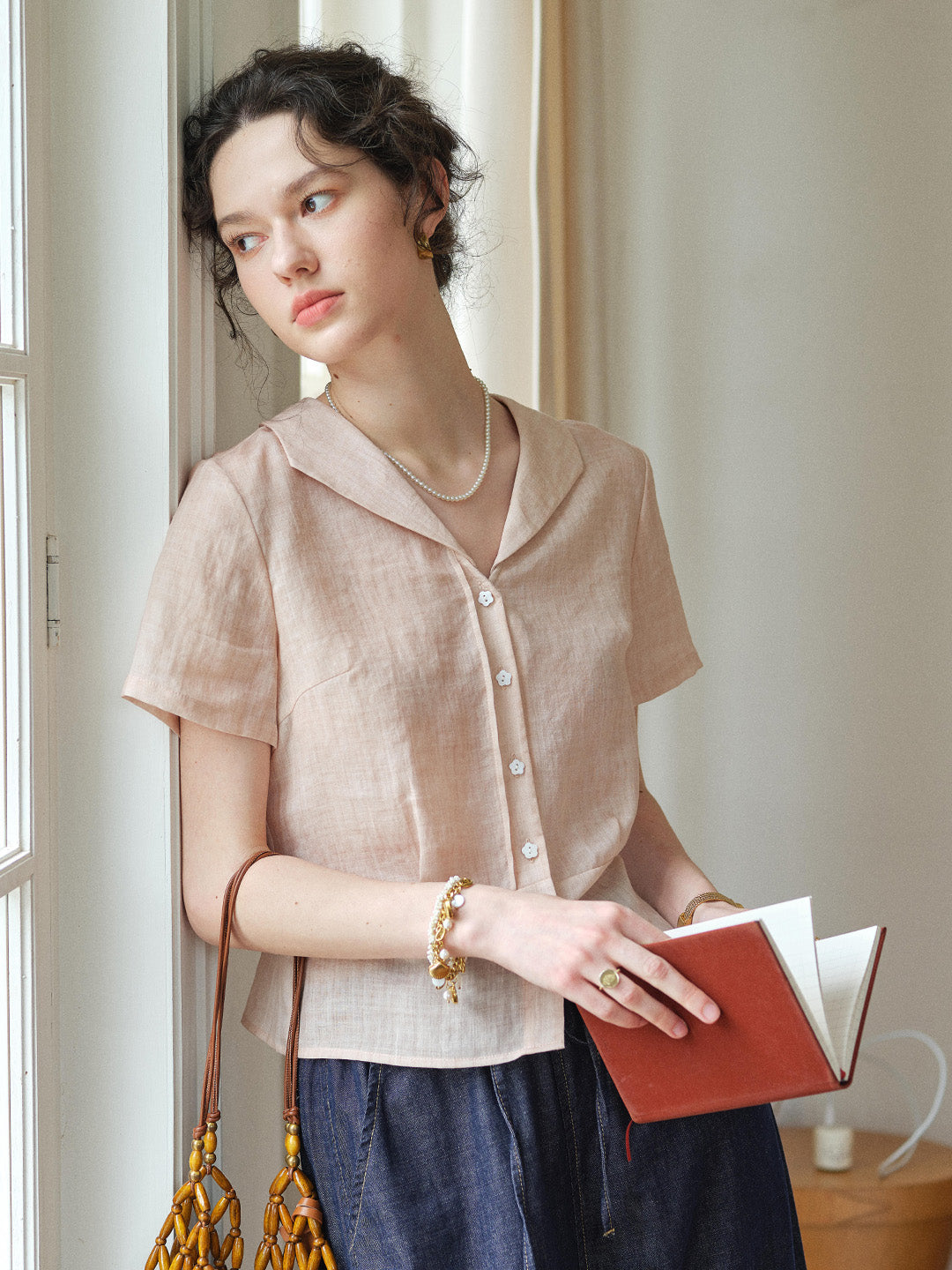 Sonnie V-Neck Ramie Shirt