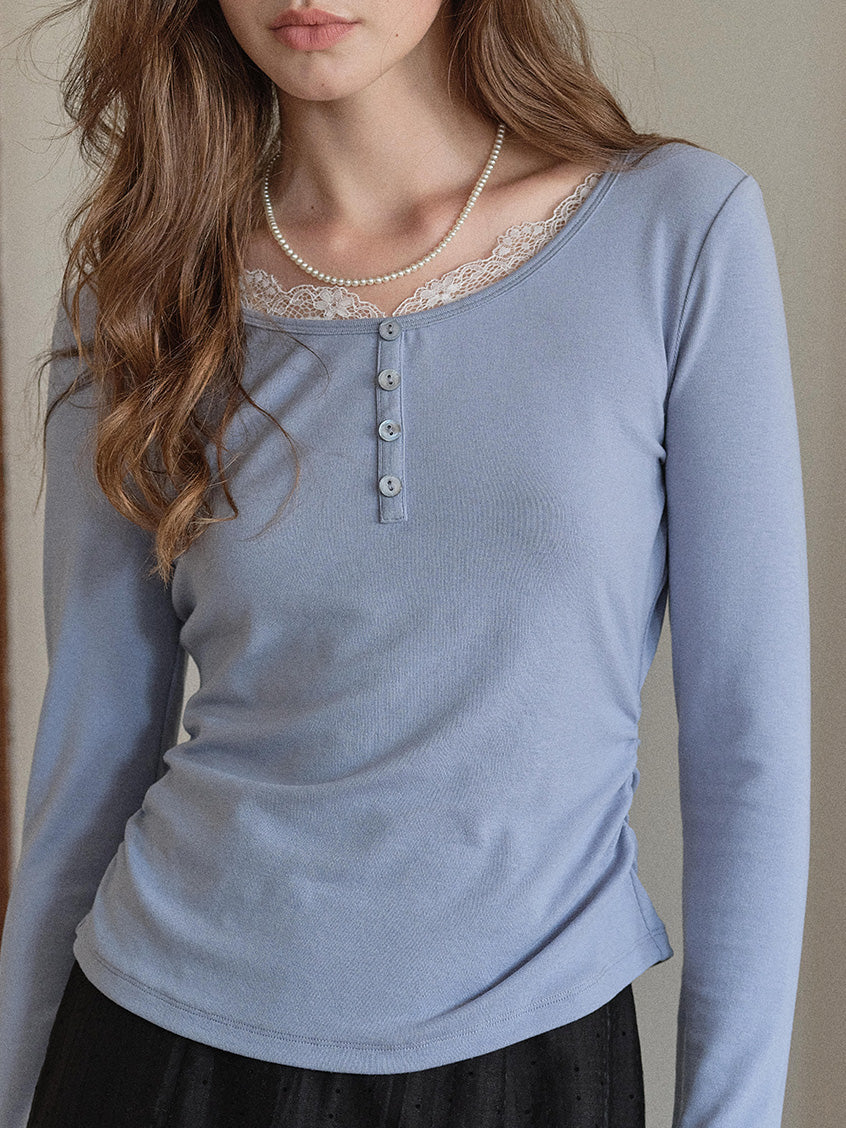 Helena French Round Neck Lace Blouse