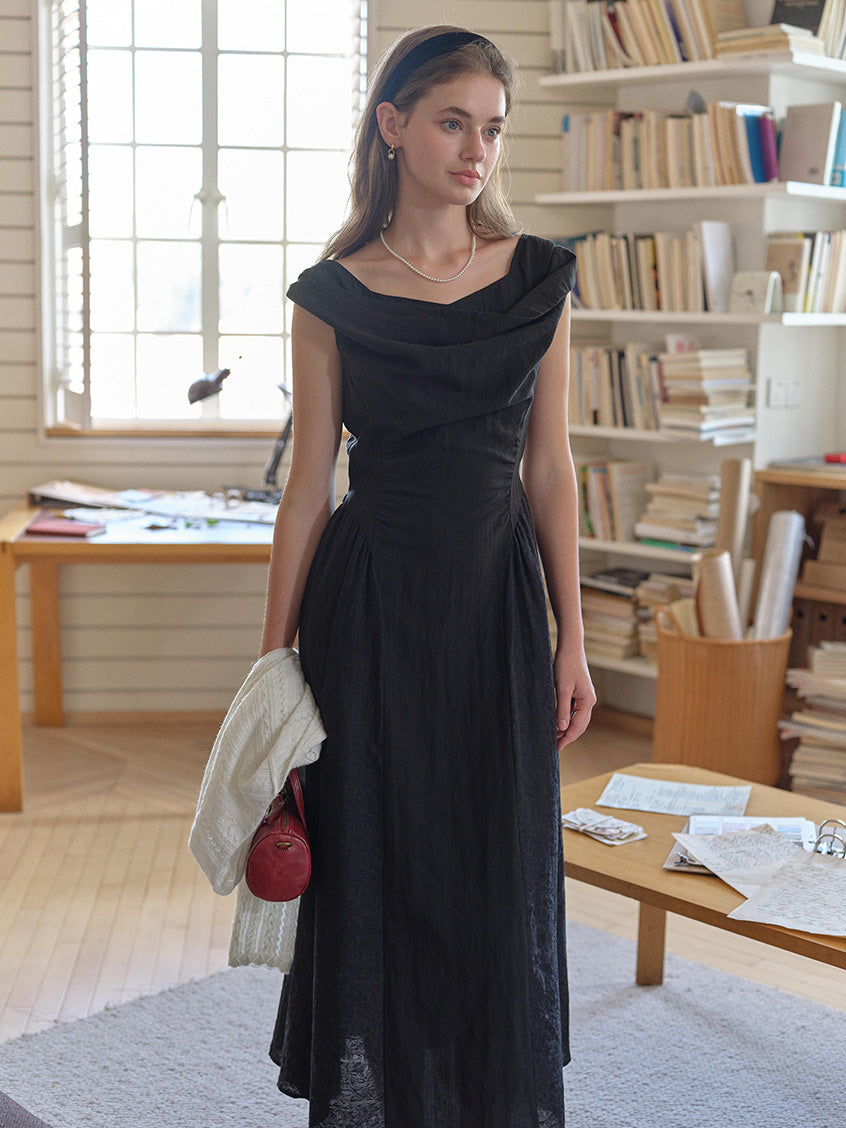 Skyla Waist-Cinched Sleeveless V-Neck Dress