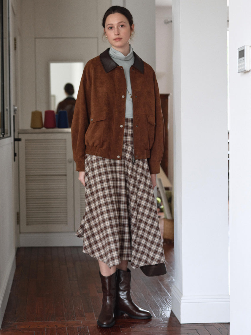 Varvara 100% Cotton Irregular-Hem Plaid Midi Skirt