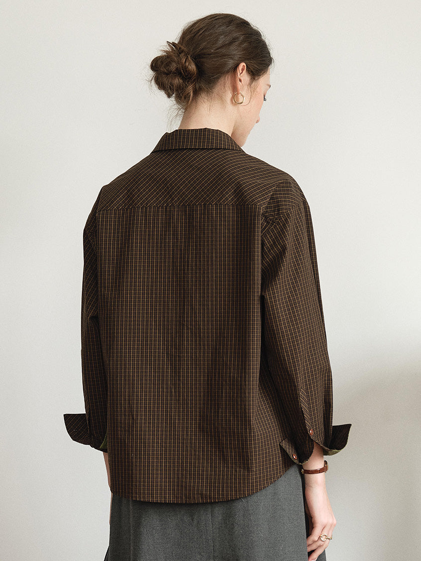 Meredith 100%Cotton Vintage Pinstripe Contrast Lining Blouse