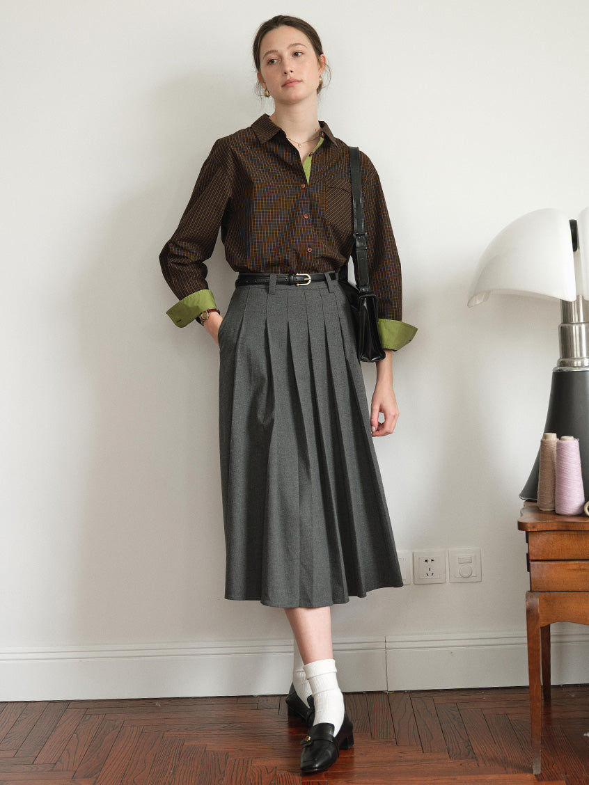 Meredith 100%Cotton Vintage Pinstripe Contrast Lining Blouse
