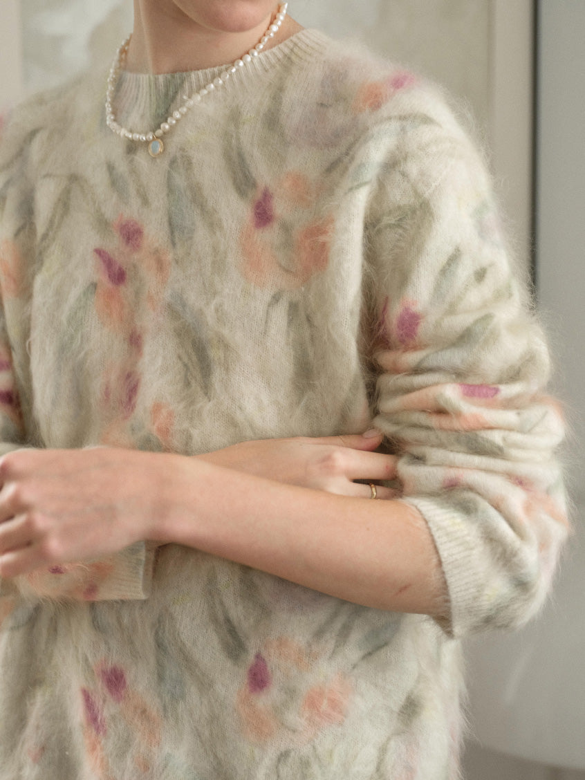 Lucrezia Floral Cable-Knit Wool Oversized Sweater