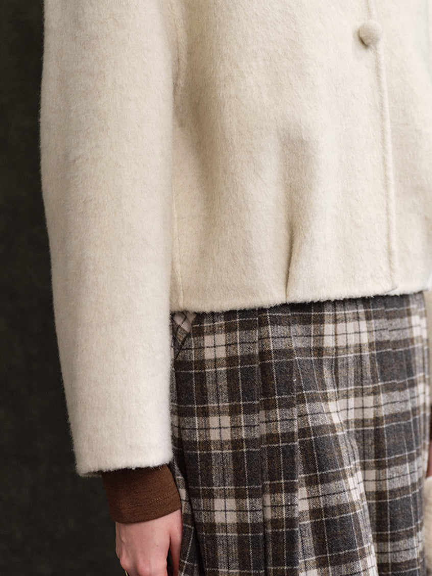 Regine Ball-Button Collarless Cropped Jacket