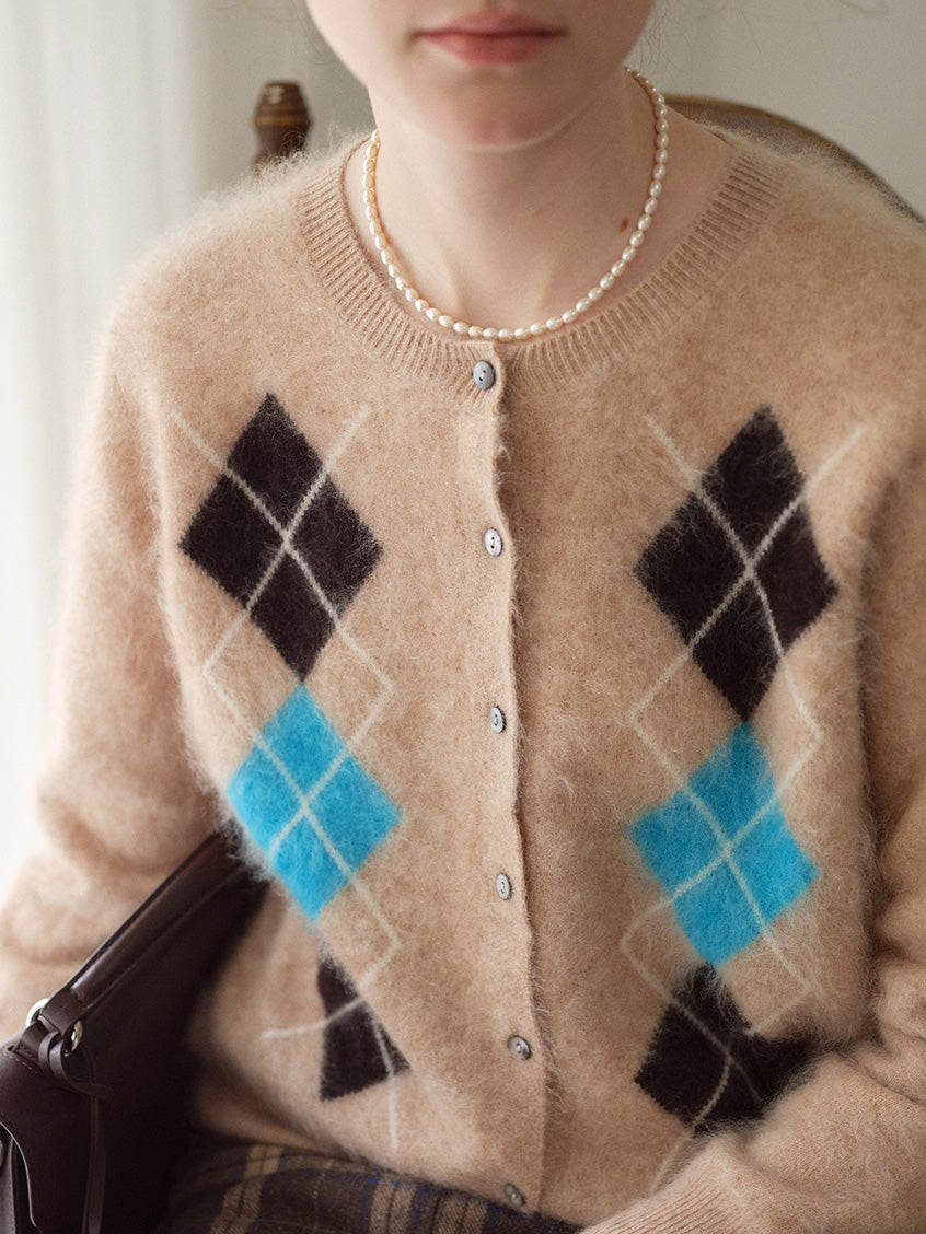Domenica Brushed Argyle Wool-Cashmere Cardigan