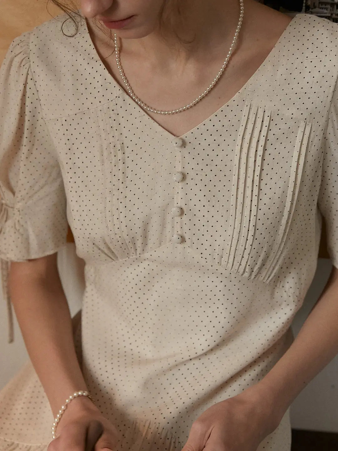 Emiliana V-Neck Accordion Pleats Dress