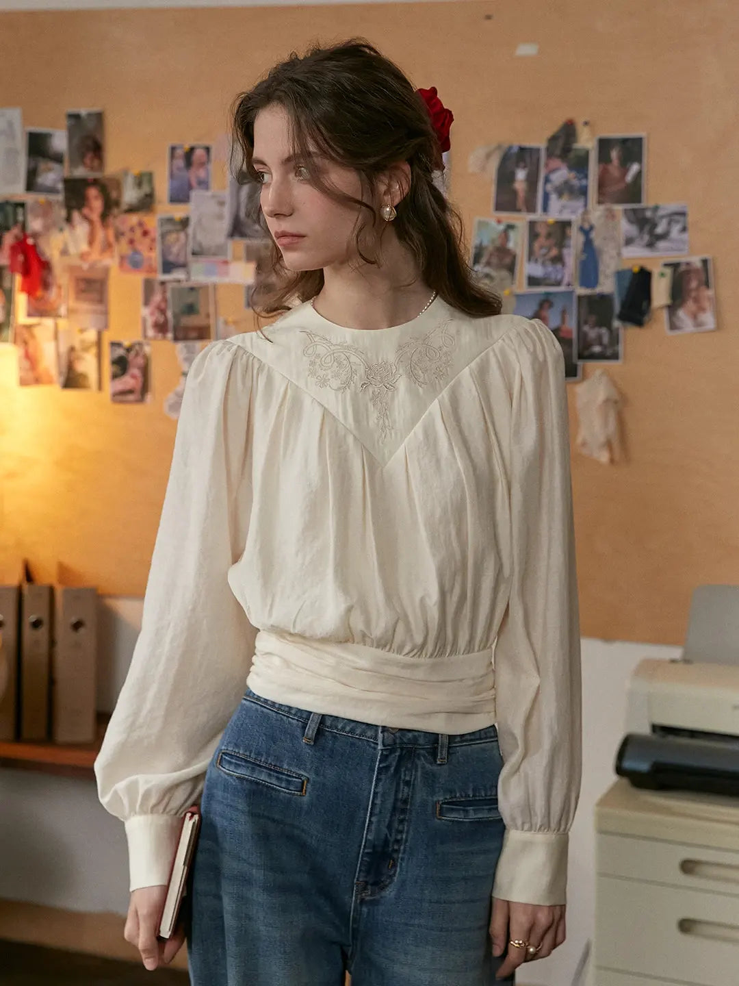 Kenia Round Neck Embroidered Blouse