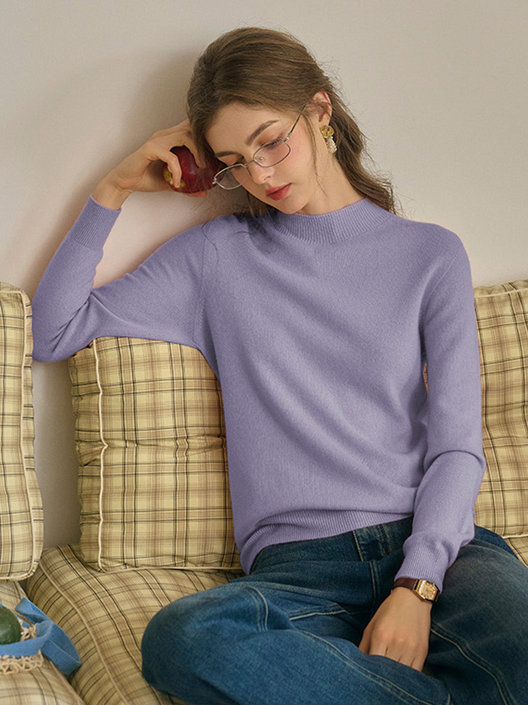 Kamari Mock Neck 100% Wool Slim Fit Knit Sweater