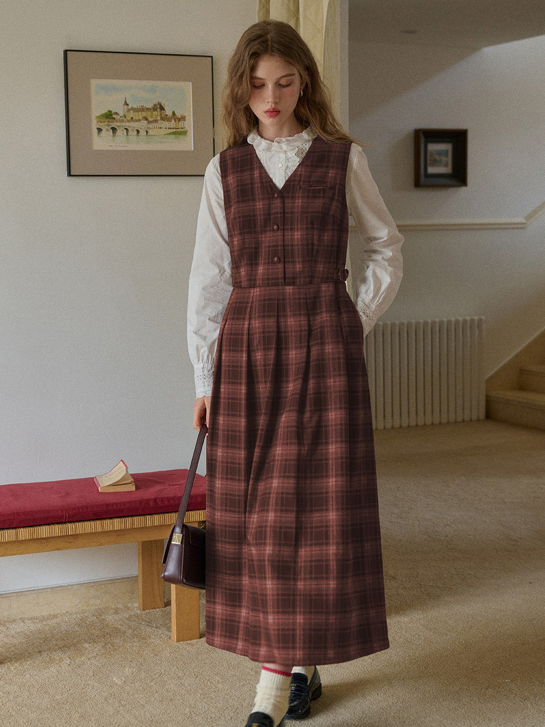 Kinley V-Neck Plaid Dress