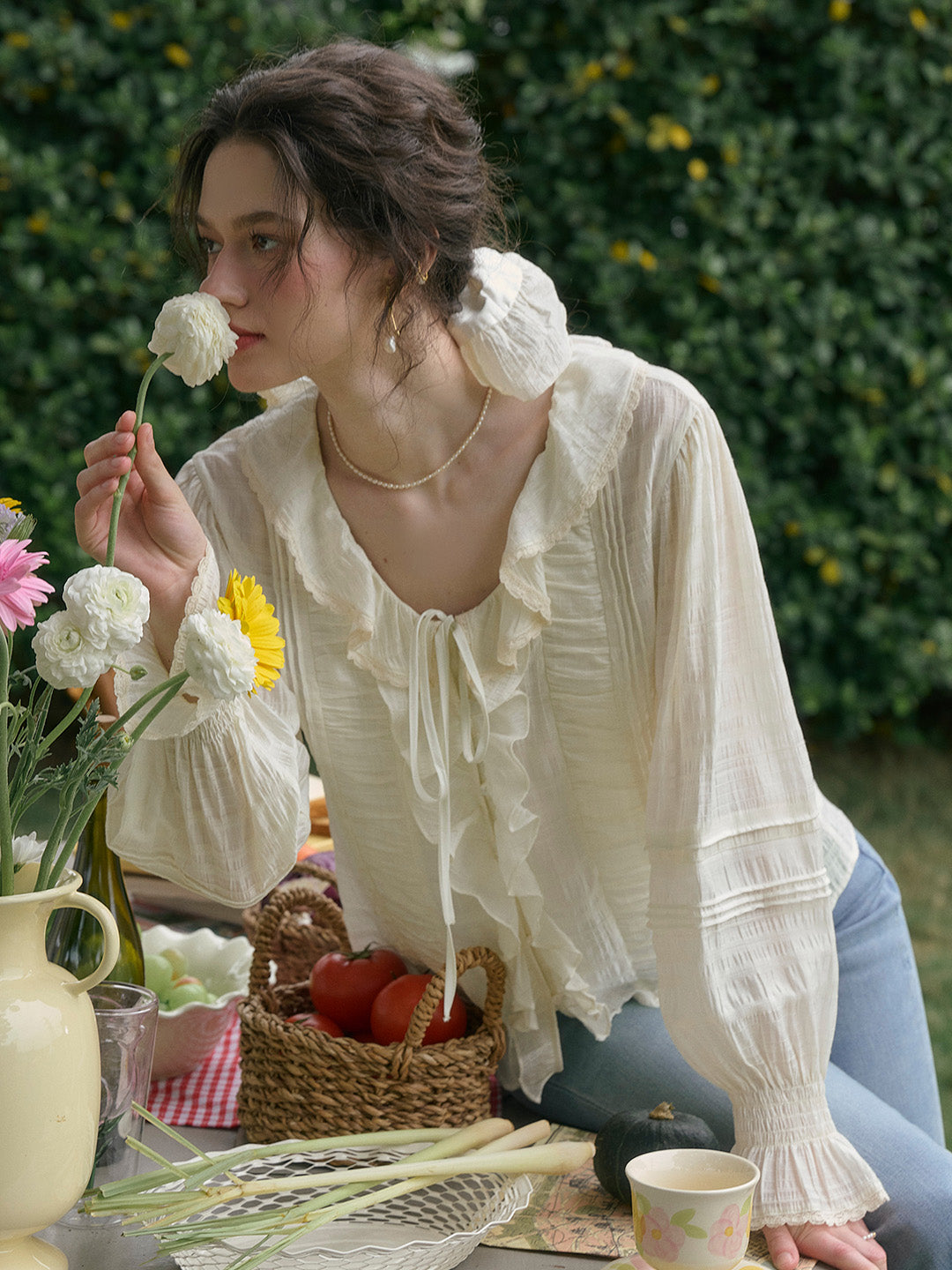 【Final Sale】Joelle Round Neck Ruffle Blouse