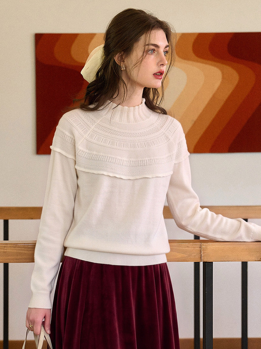 Odile Pointelle Mock Neck Sweater